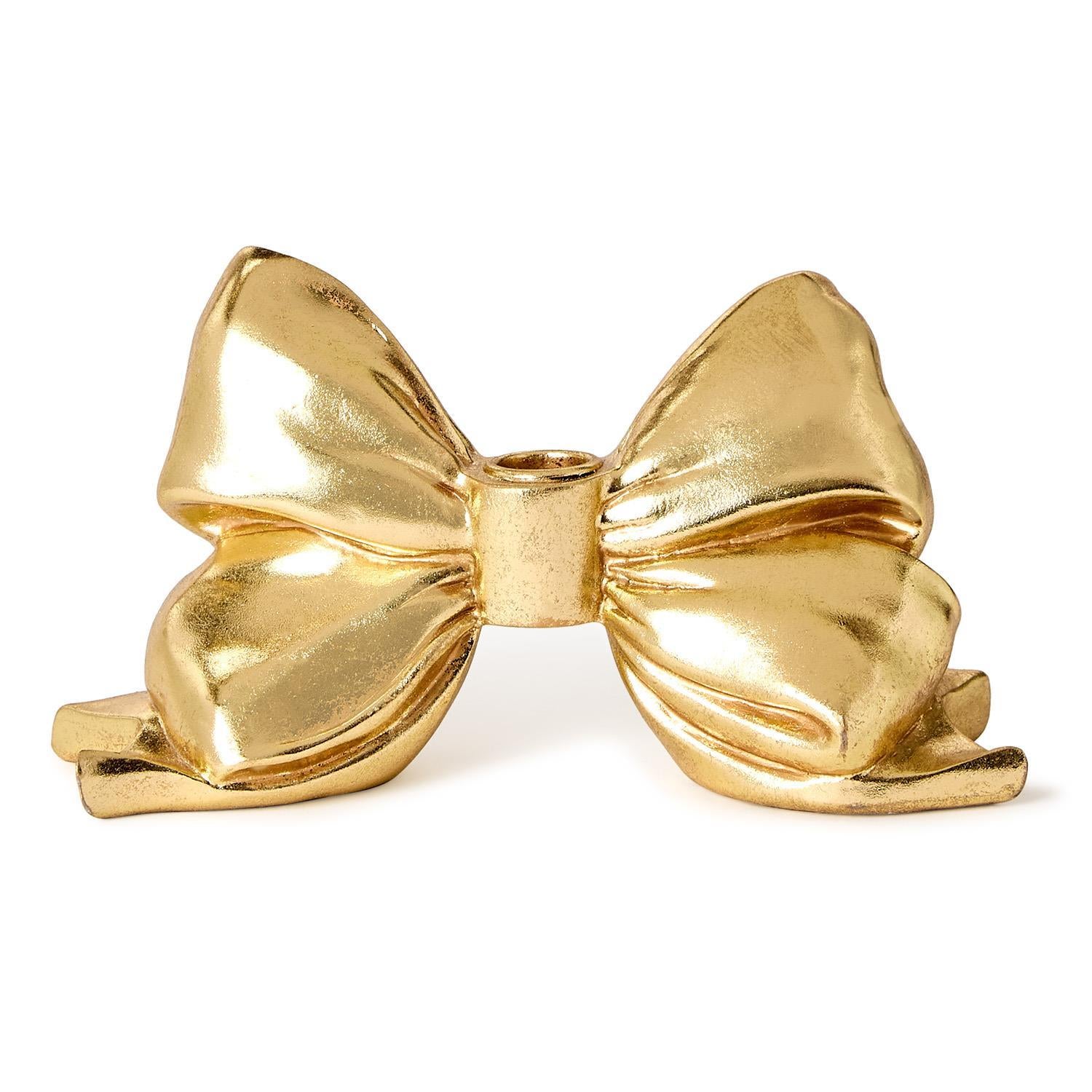 Large Gold Bow Candleholder