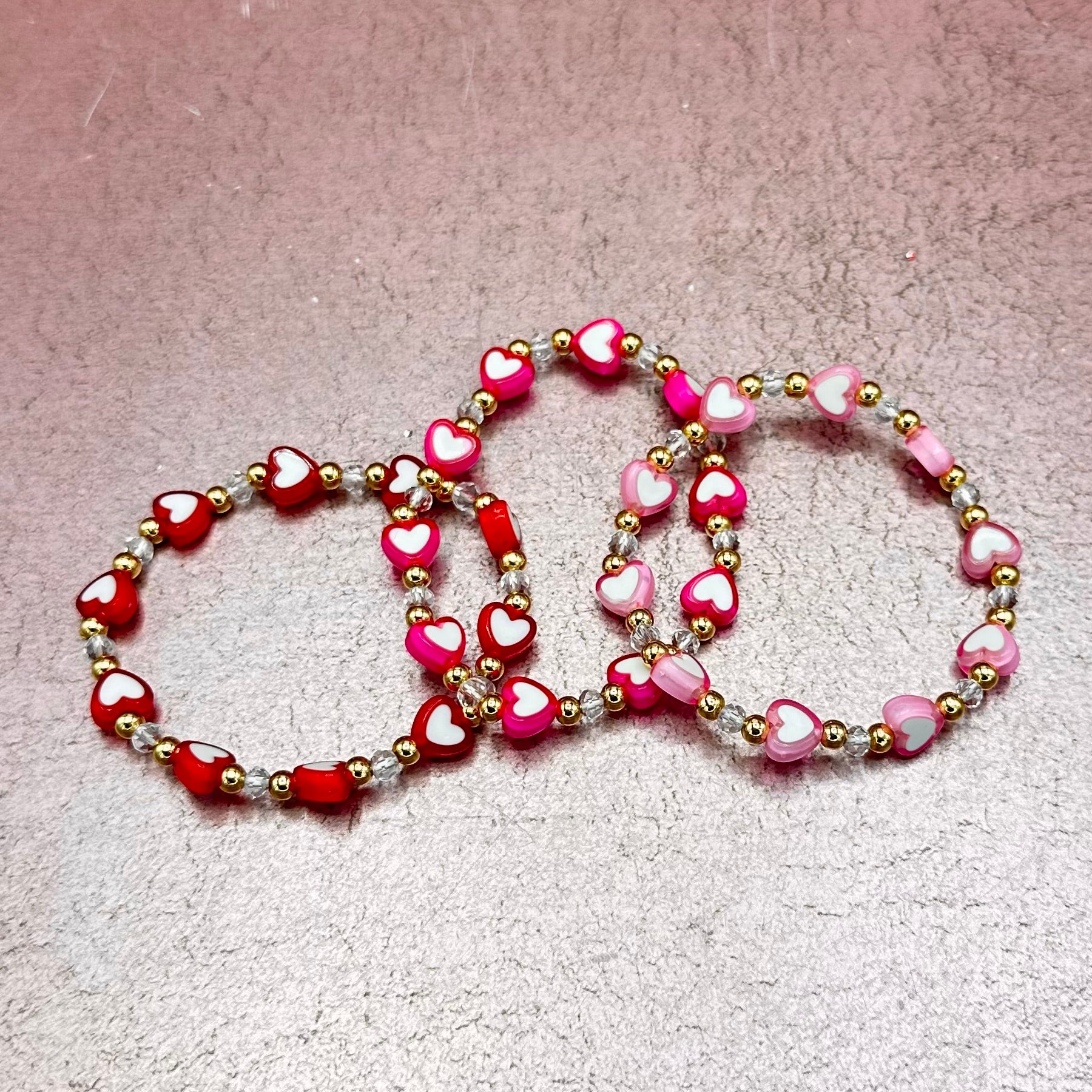 Gold Bead & Heart Bracelet Stack