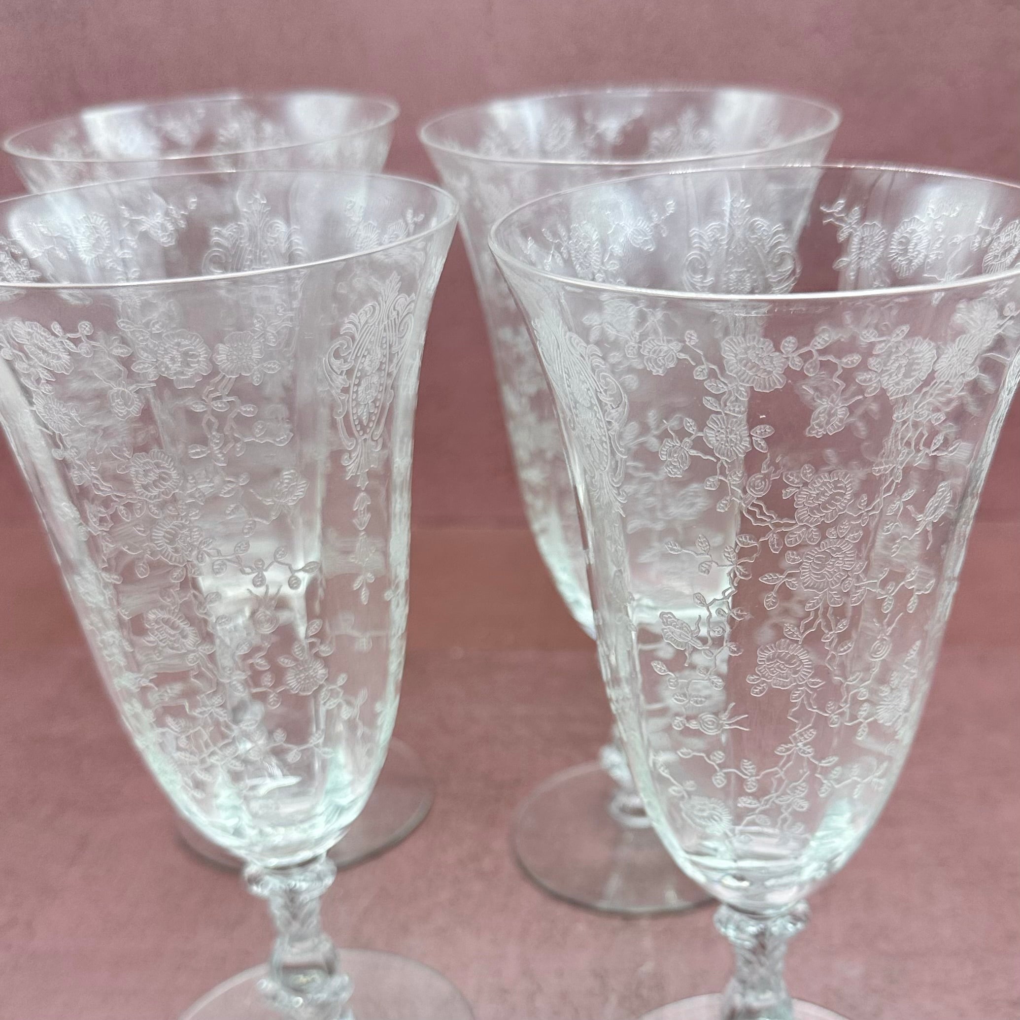 Cambridge Crystal Rose Point Ice Tea Glasses