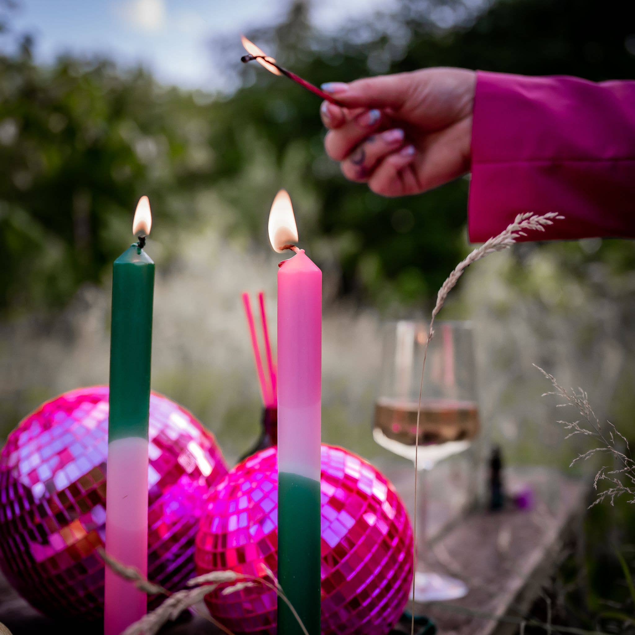 Pink & Green Ombré Scented Candles