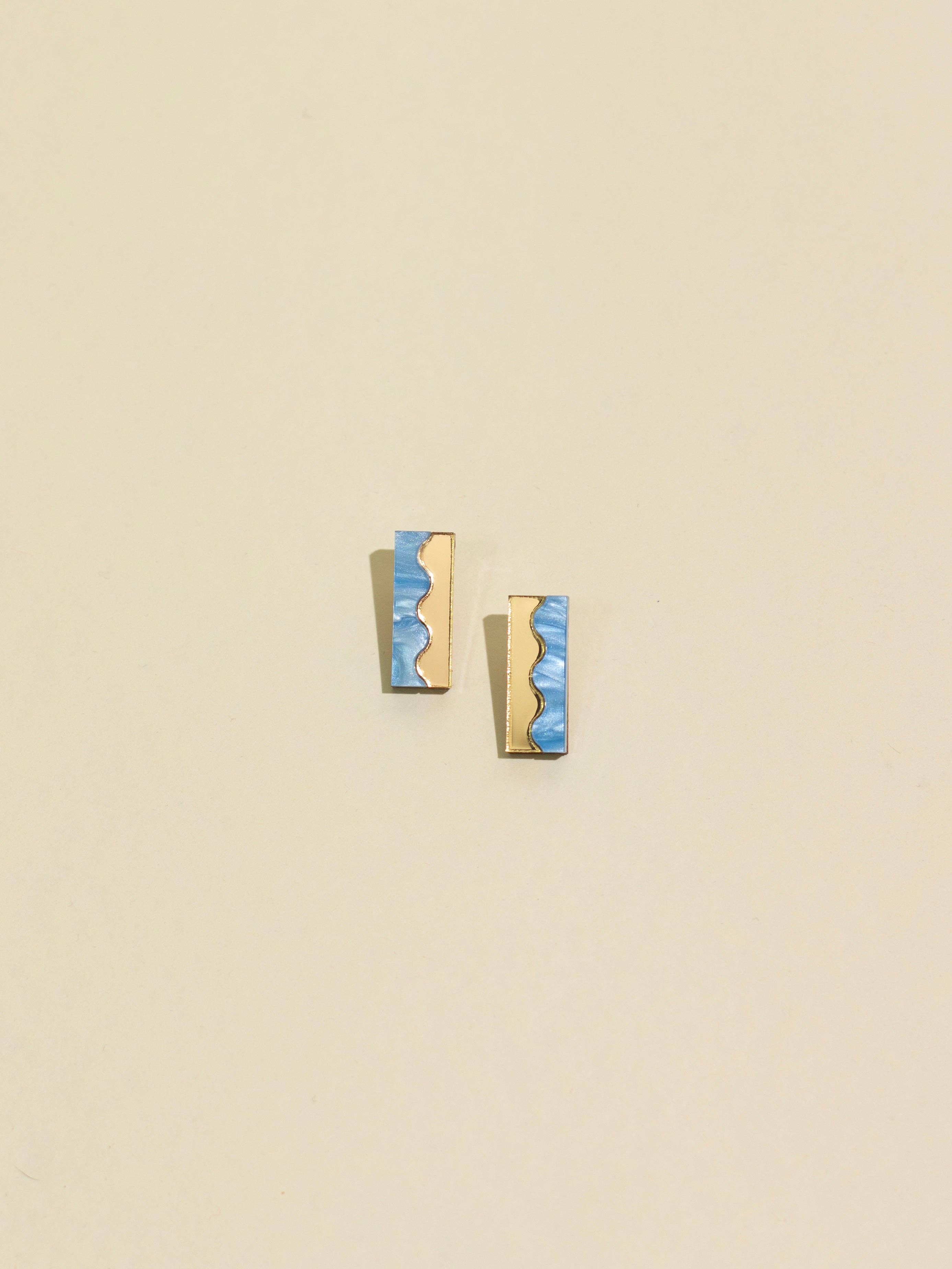 Suni Stud Cornflower Blue Gold Earrings