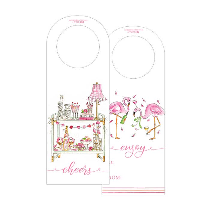 Pink Bar Cart/ Flamingo Wine Tag