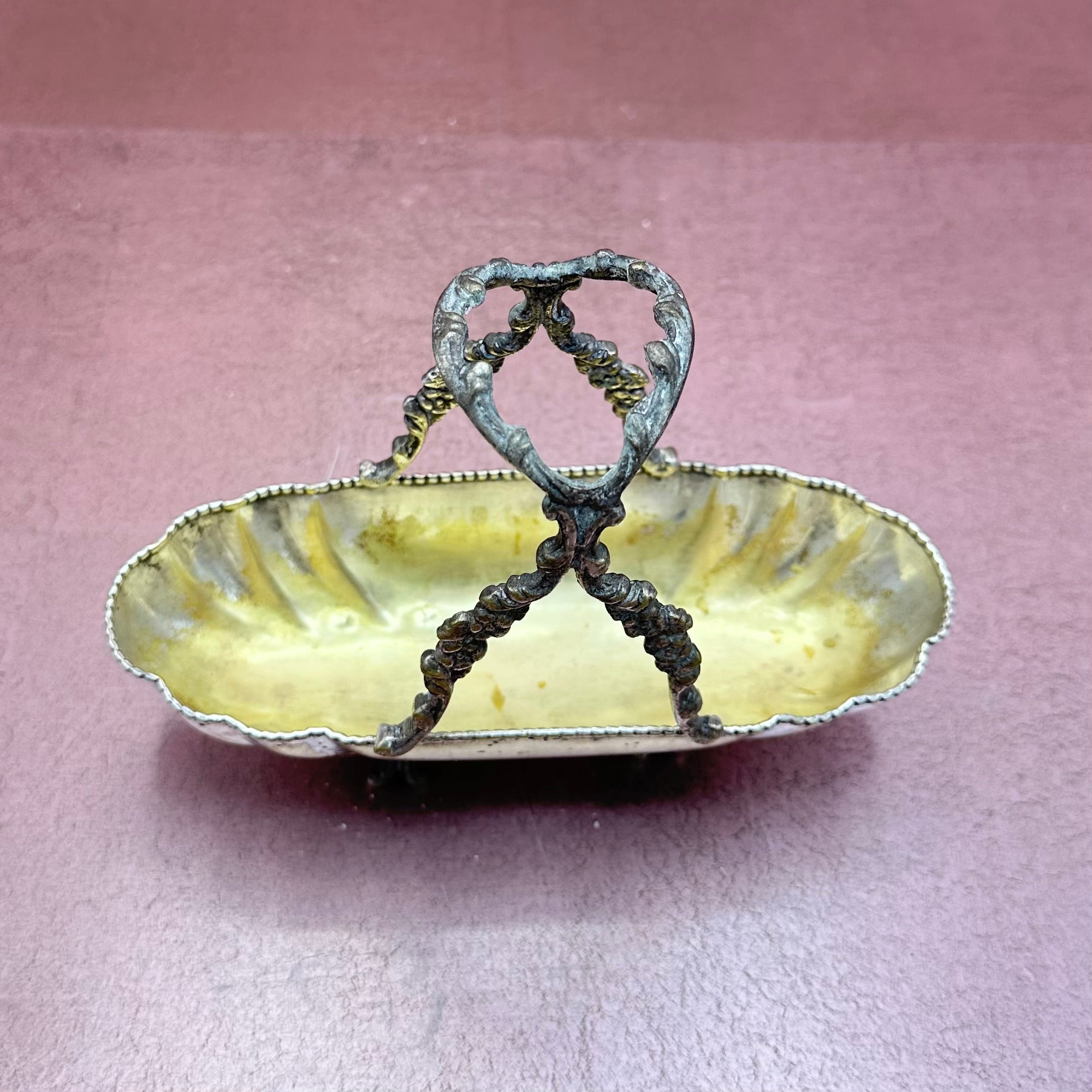 Vintage Footed Metal Basket
