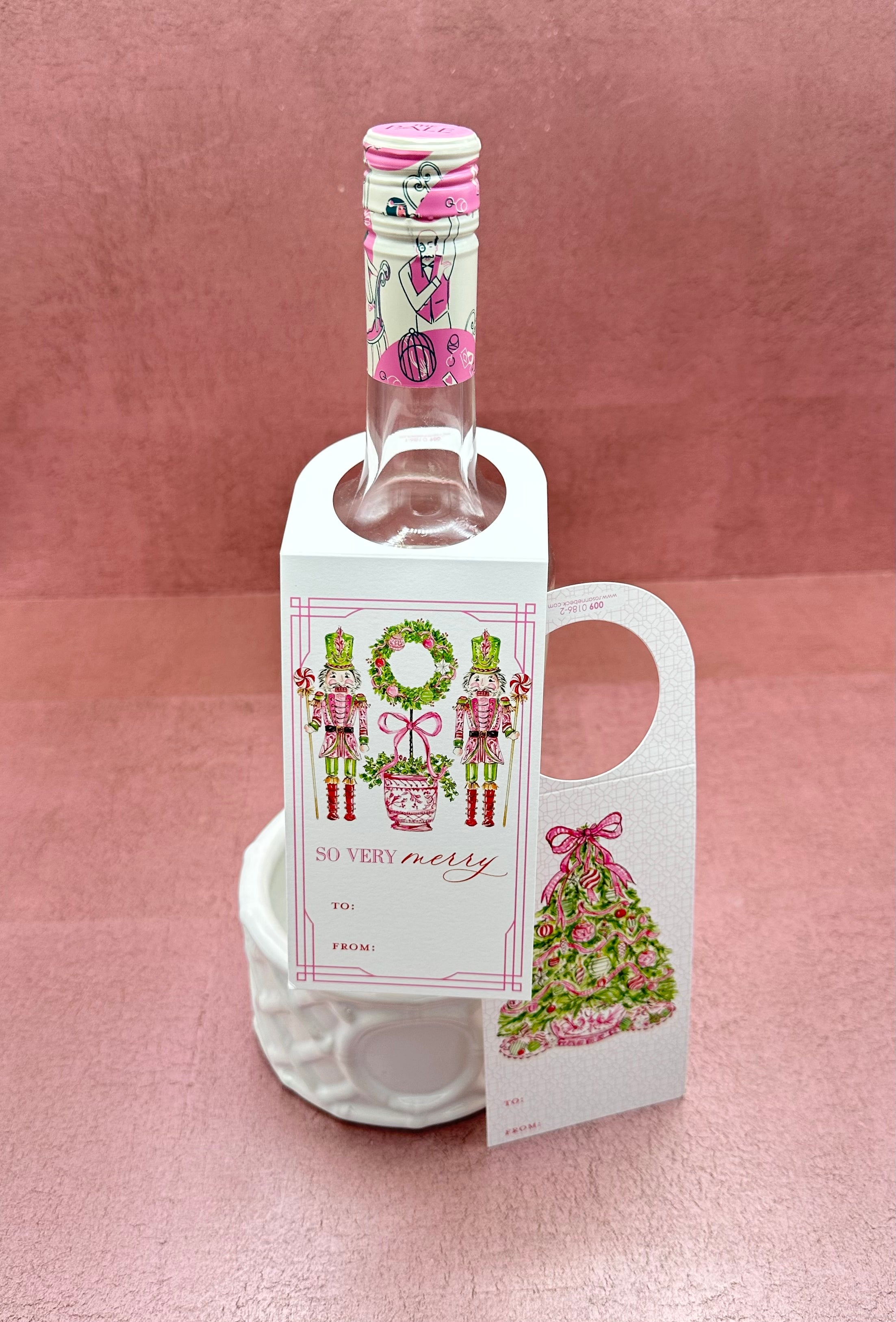 Pink Peppermint Nutcracker Wine Tag