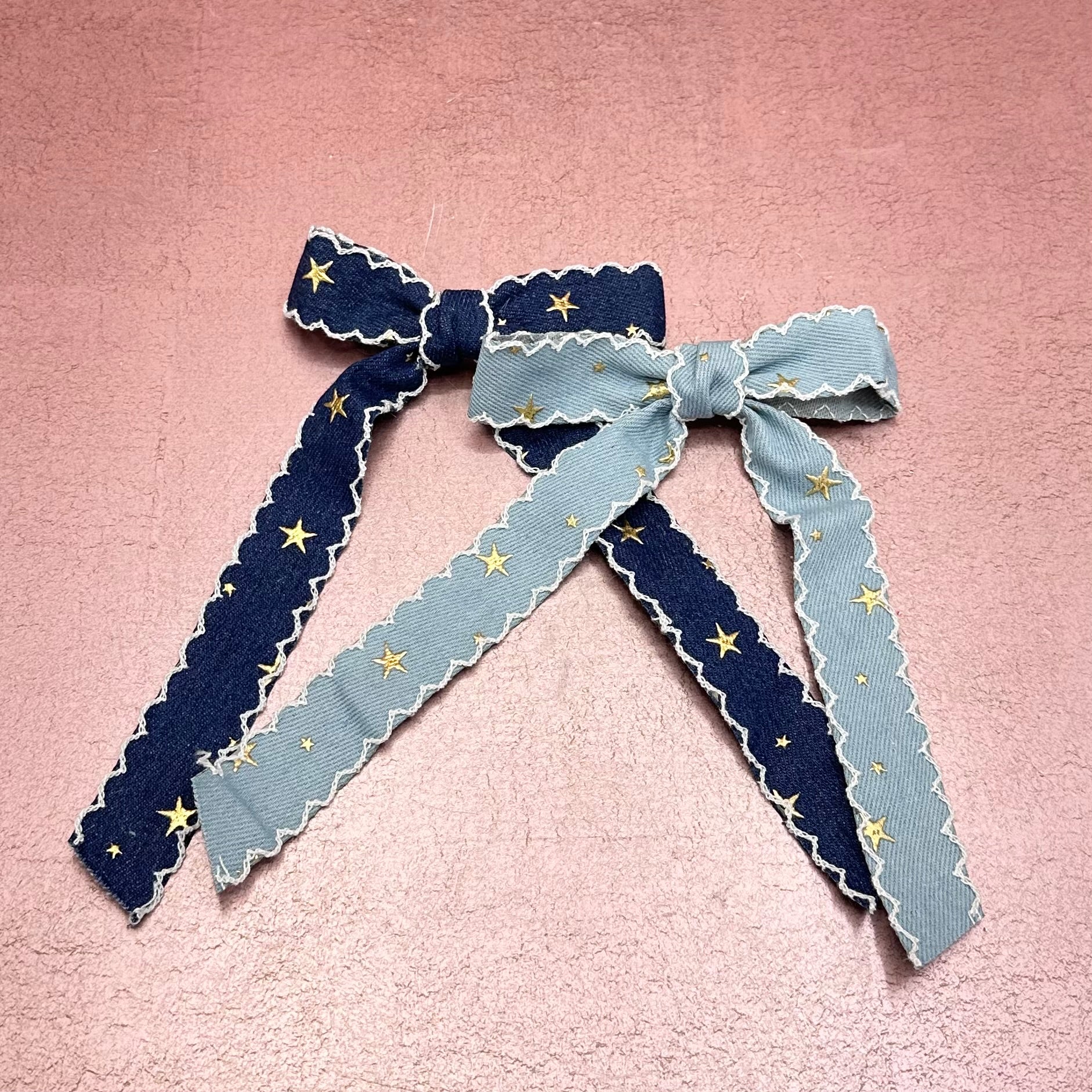 Denim Star Hair Bow