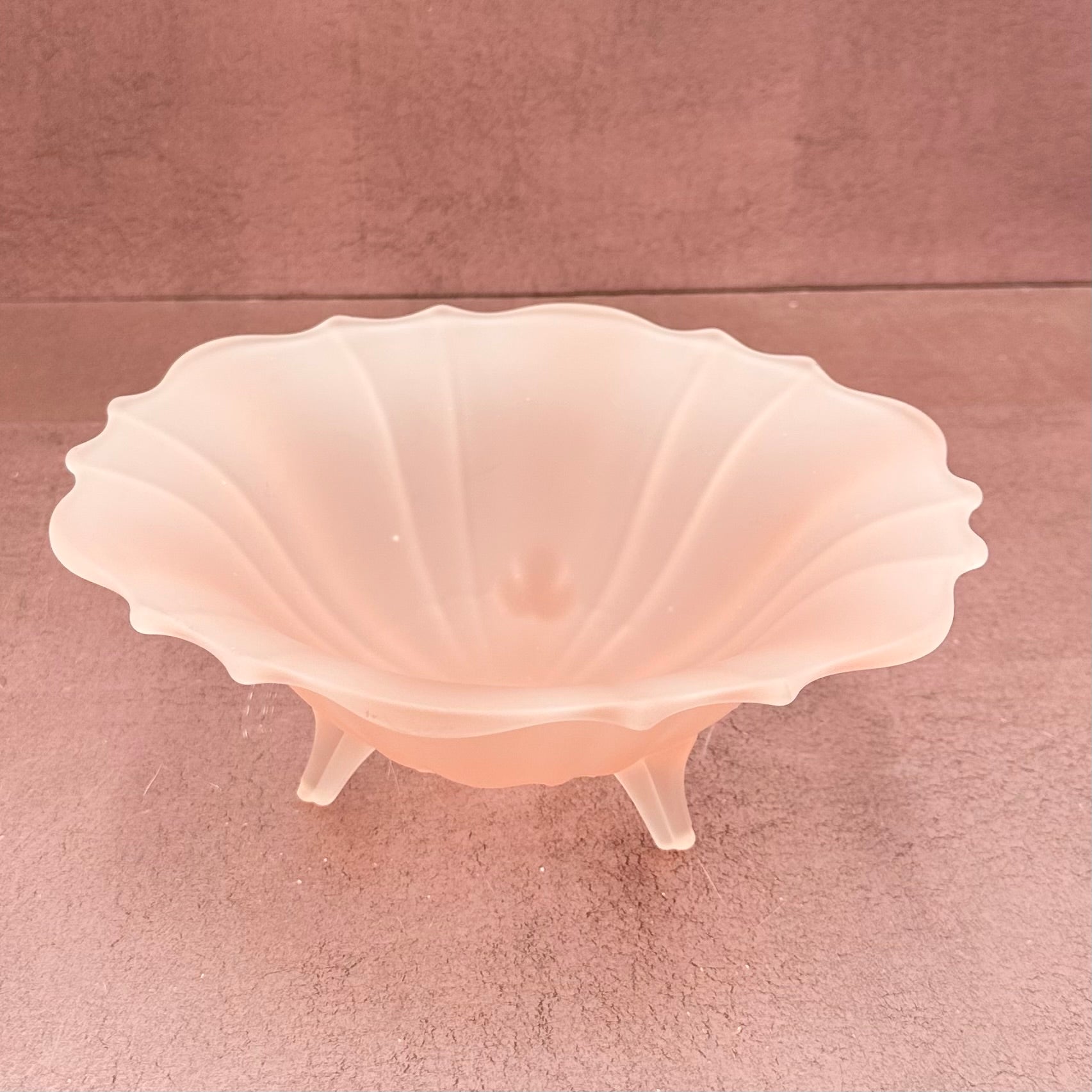 Vintage Frosted Pink Footed Bowl