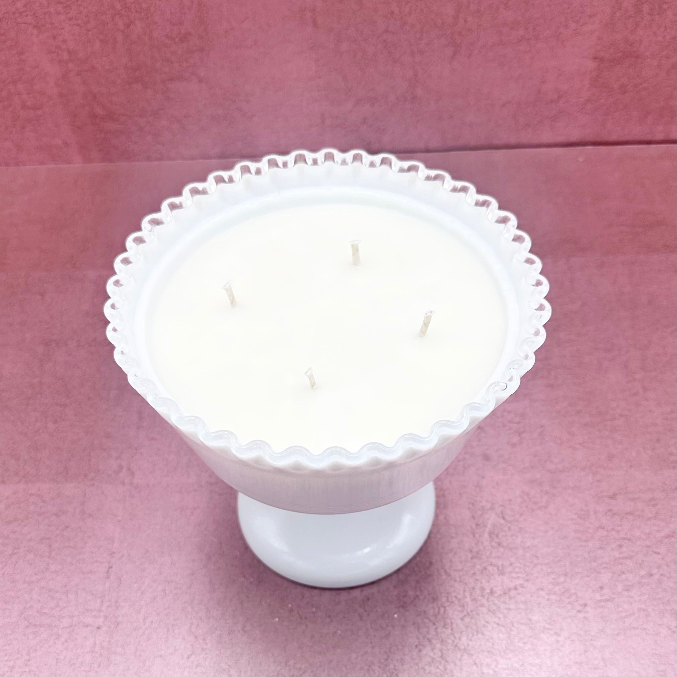 Large Fenton Milk Glass Compote Candle