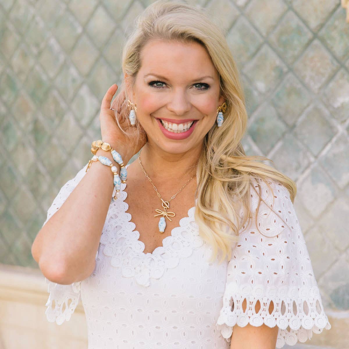 Melanie Porcelain & Pearl Bracelet