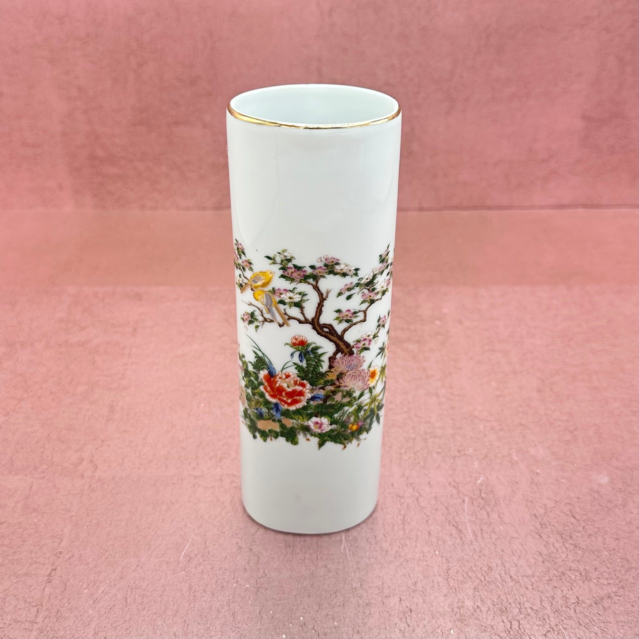 Small Oval Floral & Bird Vase