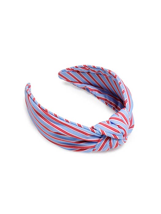 Blue and Red Striped Fabric Headband
