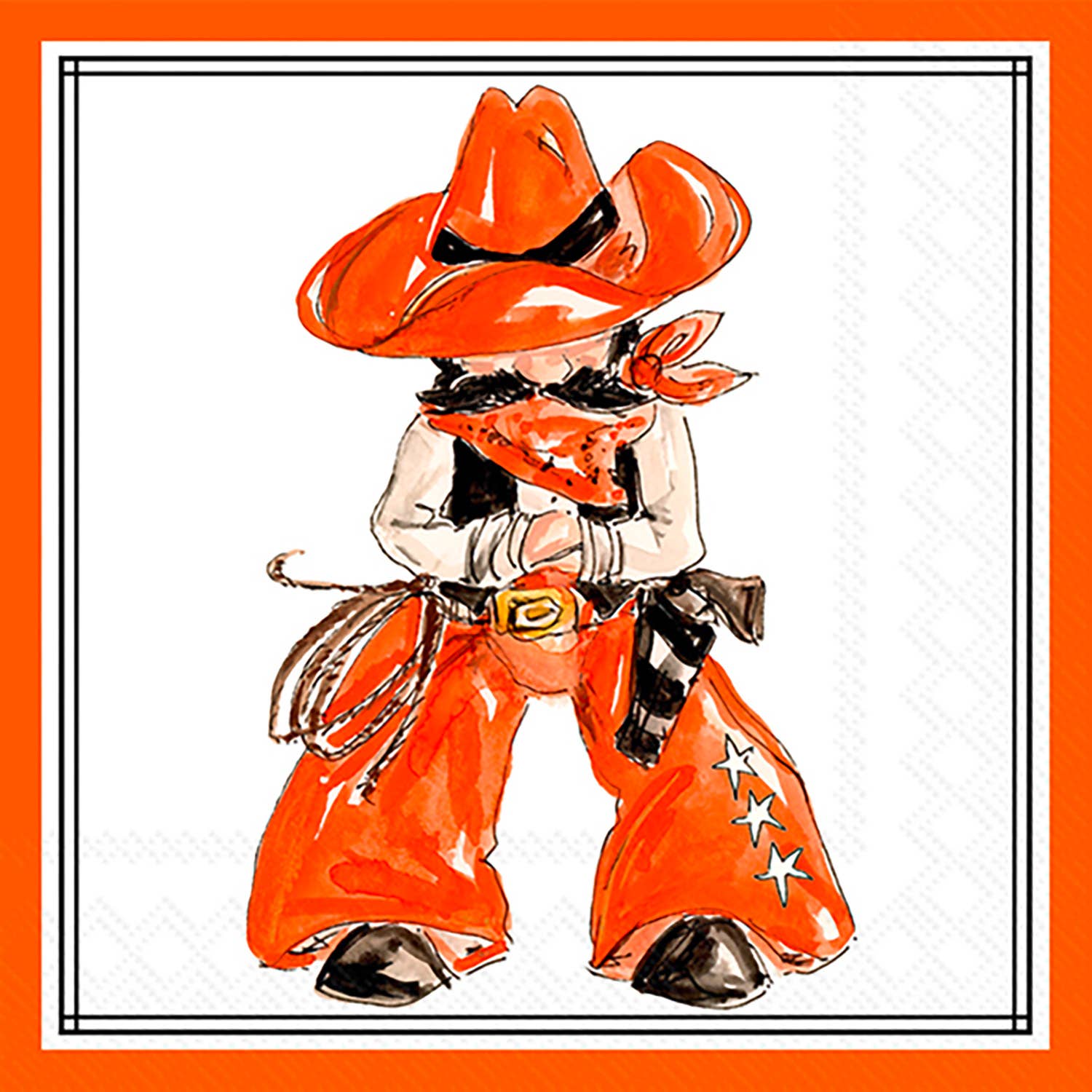 Cowboy Orange Paper Cocktail Napkins