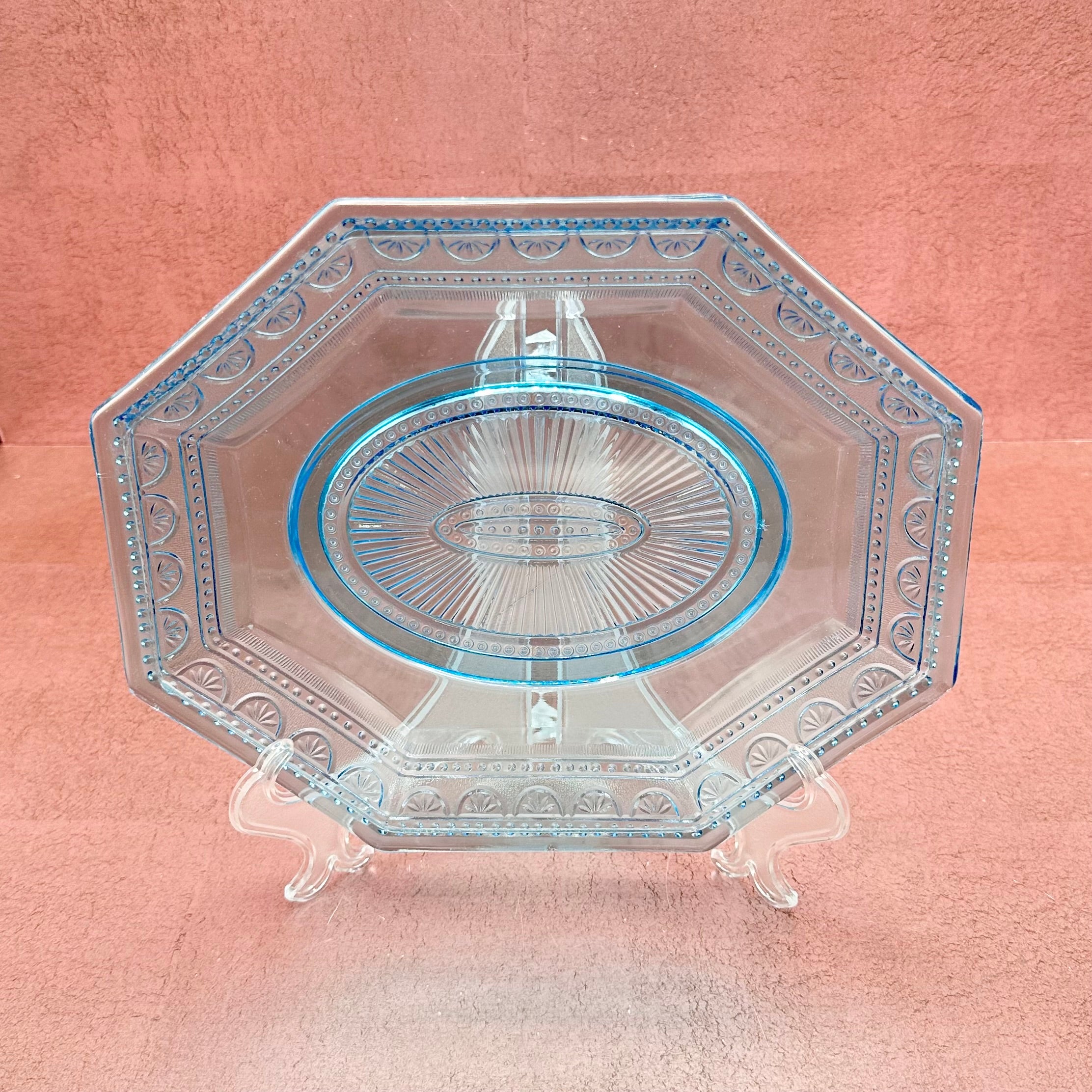 Aqua Octagon Glass Plate