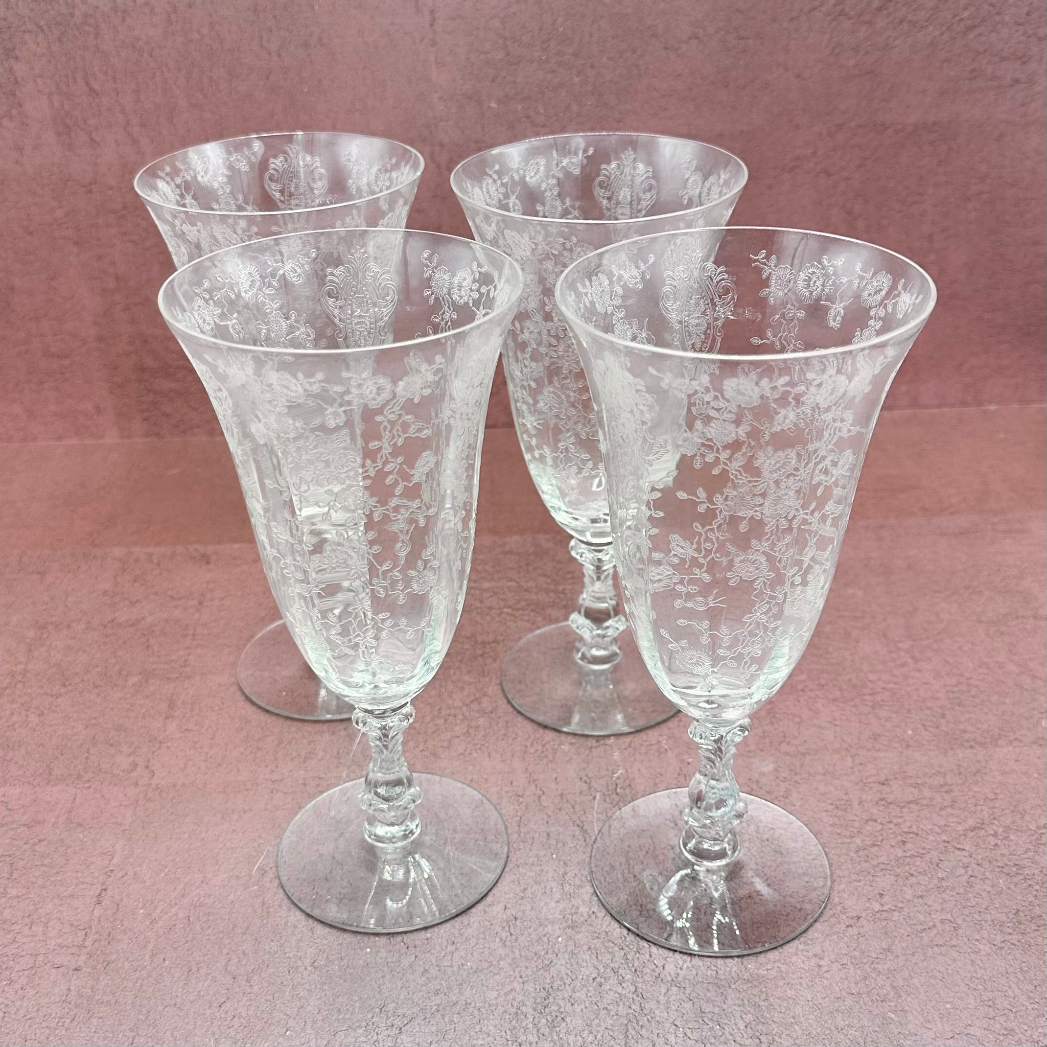Cambridge Crystal Rose Point Ice Tea Glasses