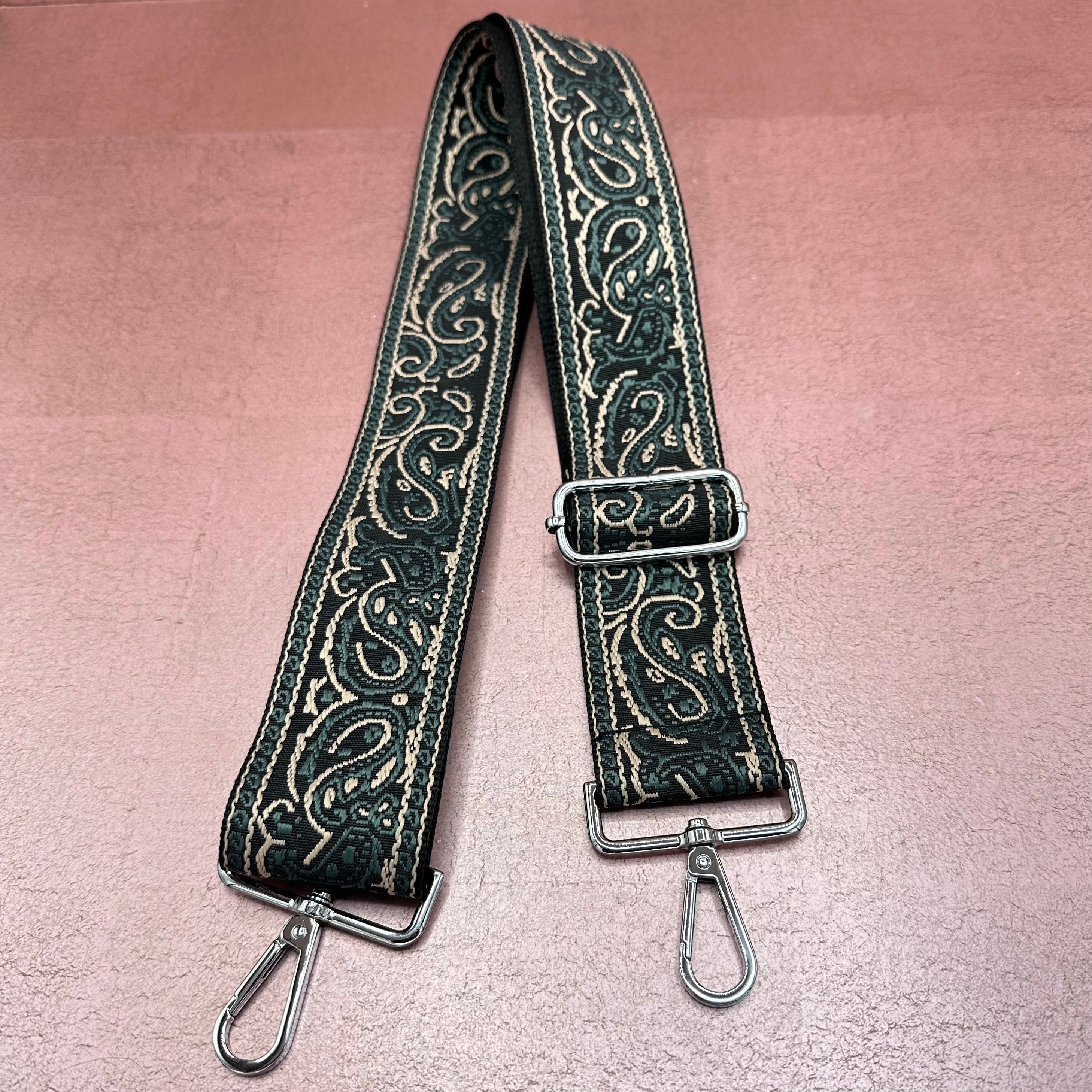 Teal & Black Bandana Purse Strap