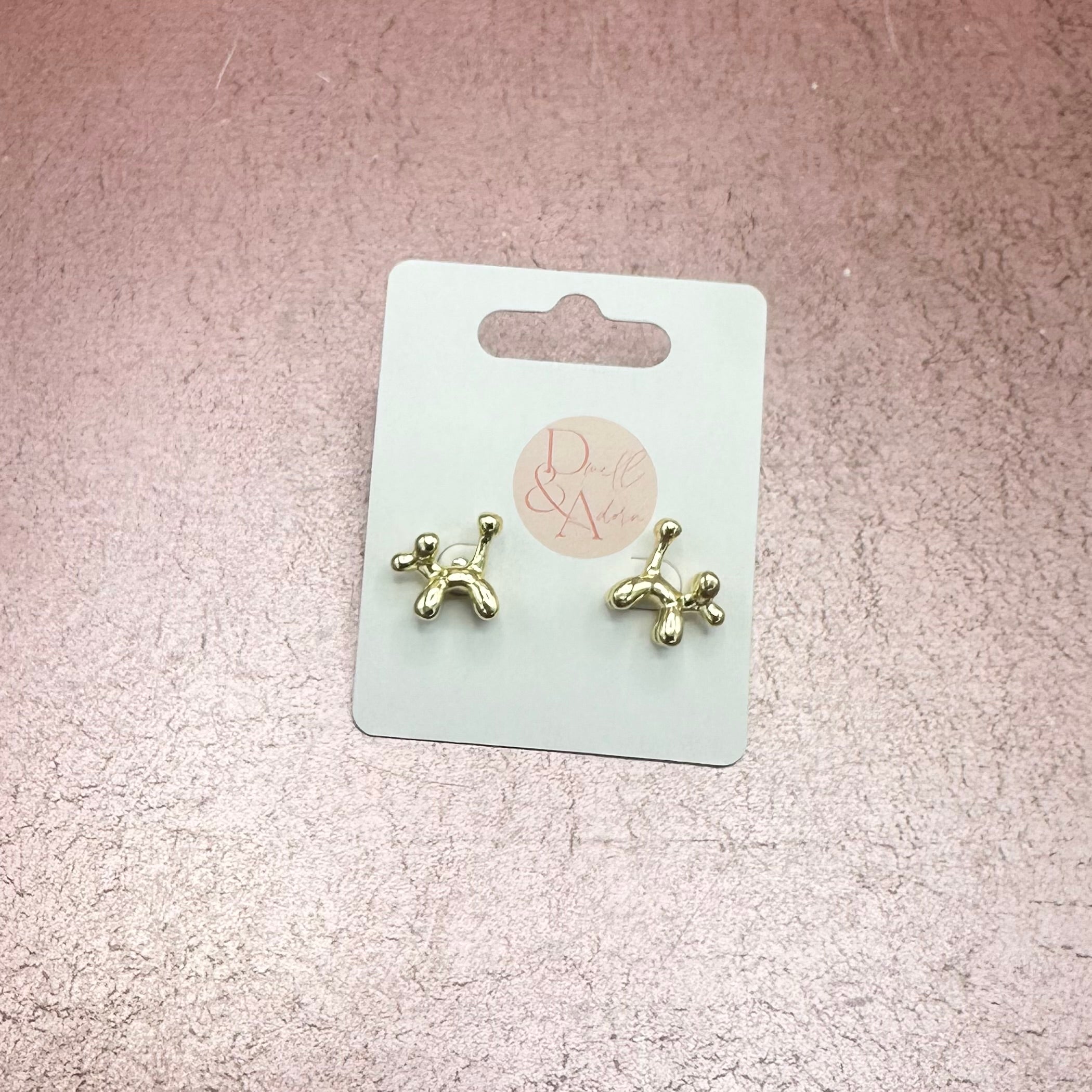 Gold Balloon Dog Stud Earrings