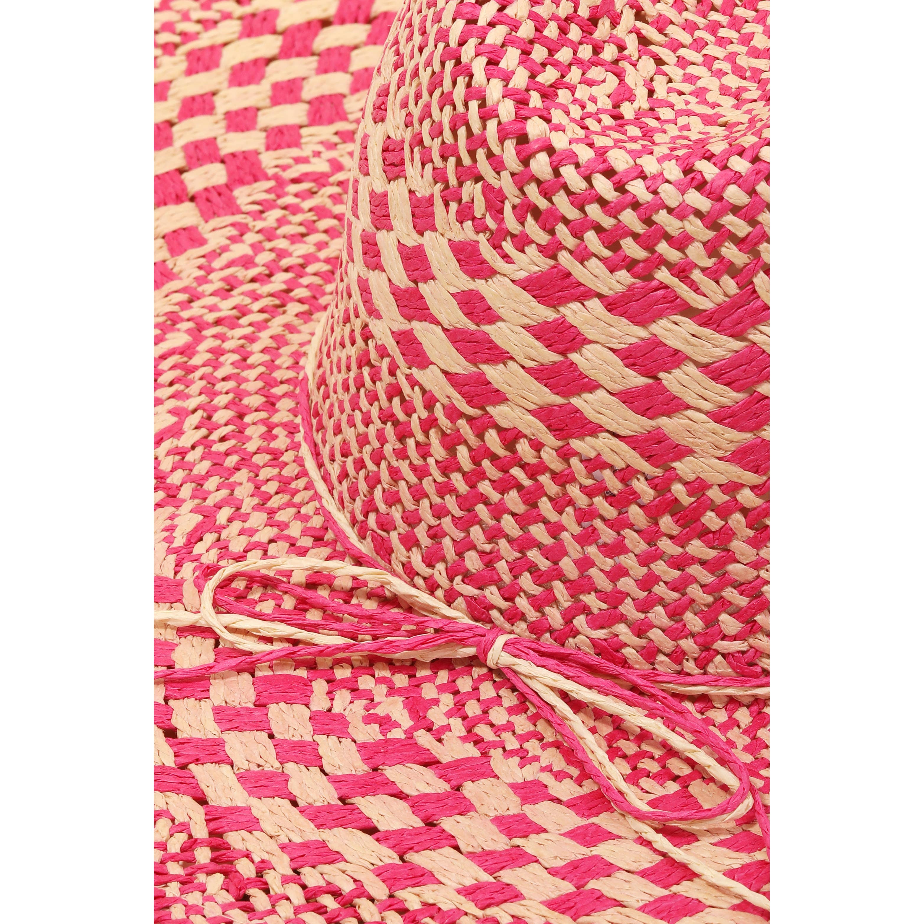 Checkered Straw Weave Sun Hat