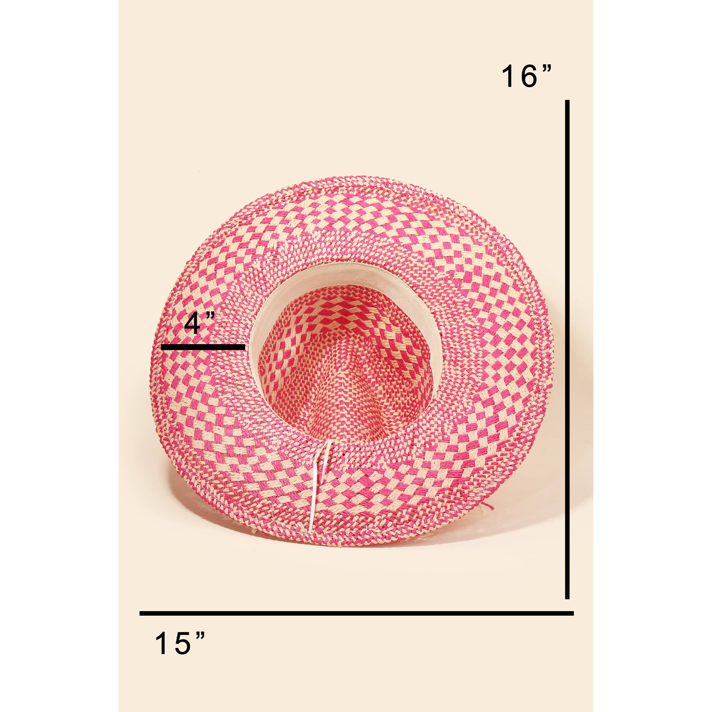 Checkered Straw Weave Sun Hat