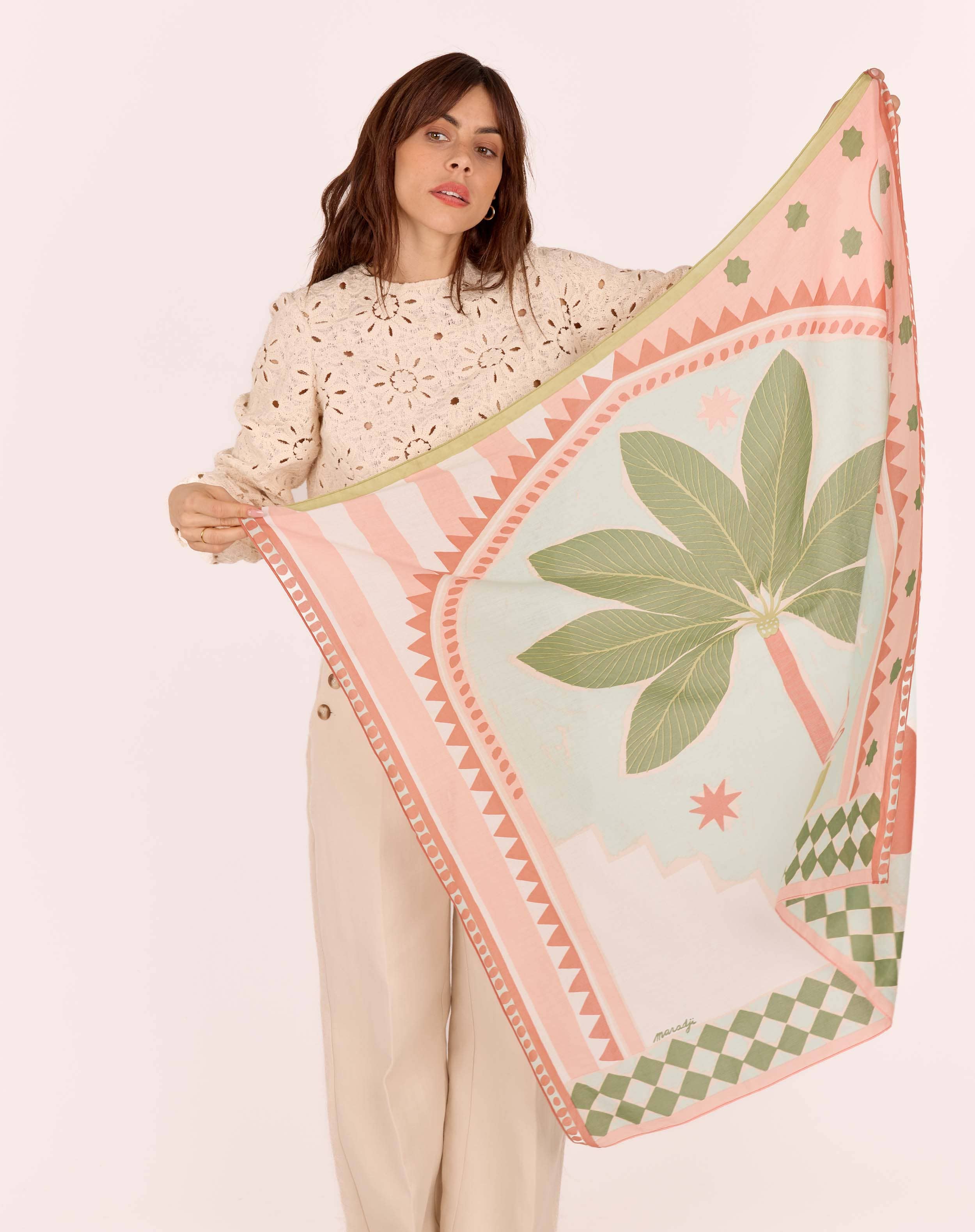 Riad Khaki Cotton Scarf