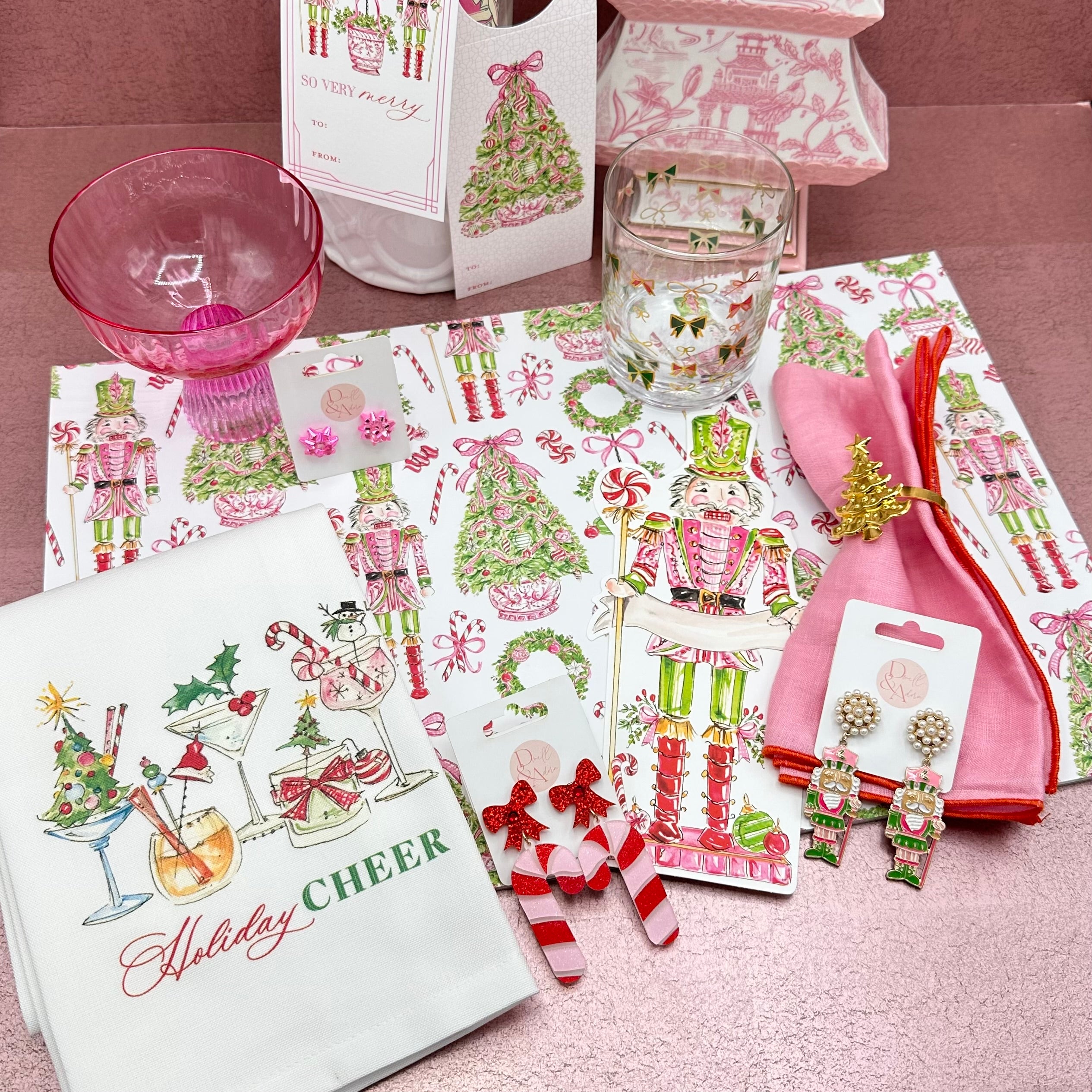 Pink Peppermint Nutcracker with Banner Die Cut Accents