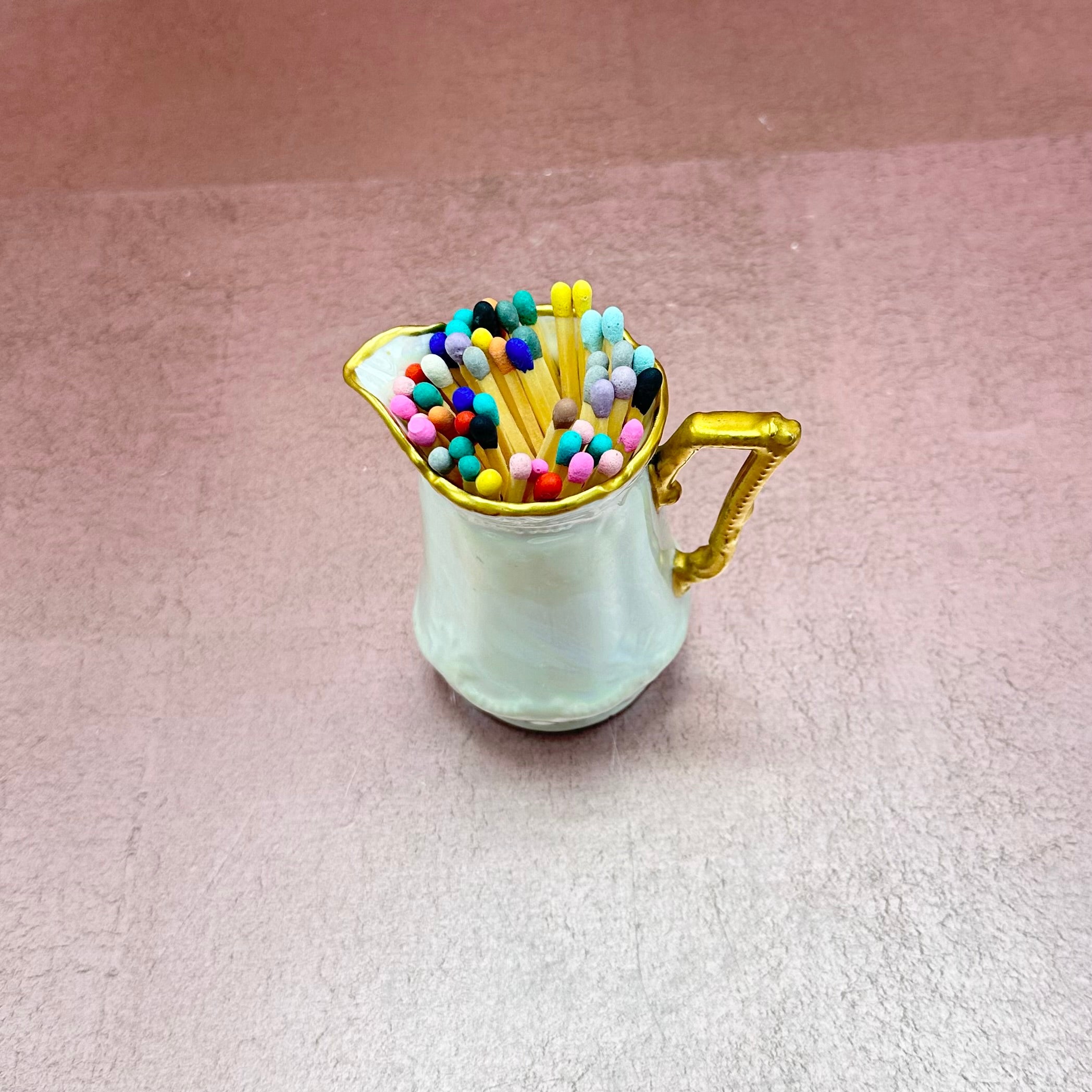 Iridescent White w/ Gold Creamer Matchstriker