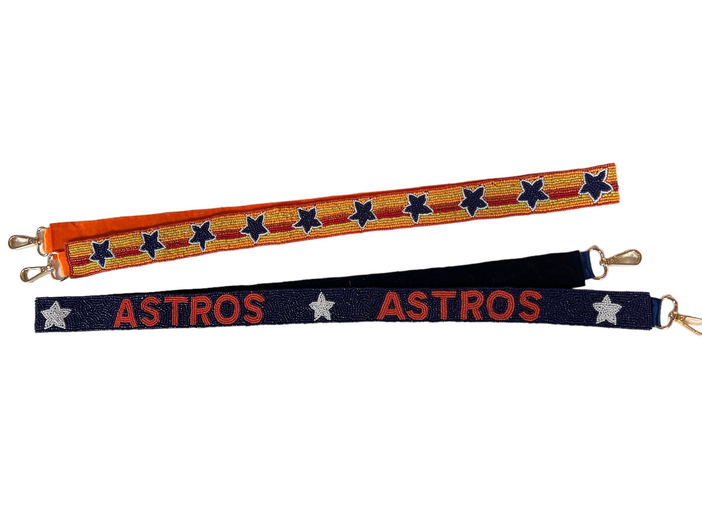 Orange Stripe Astros Beaded Purse Strap