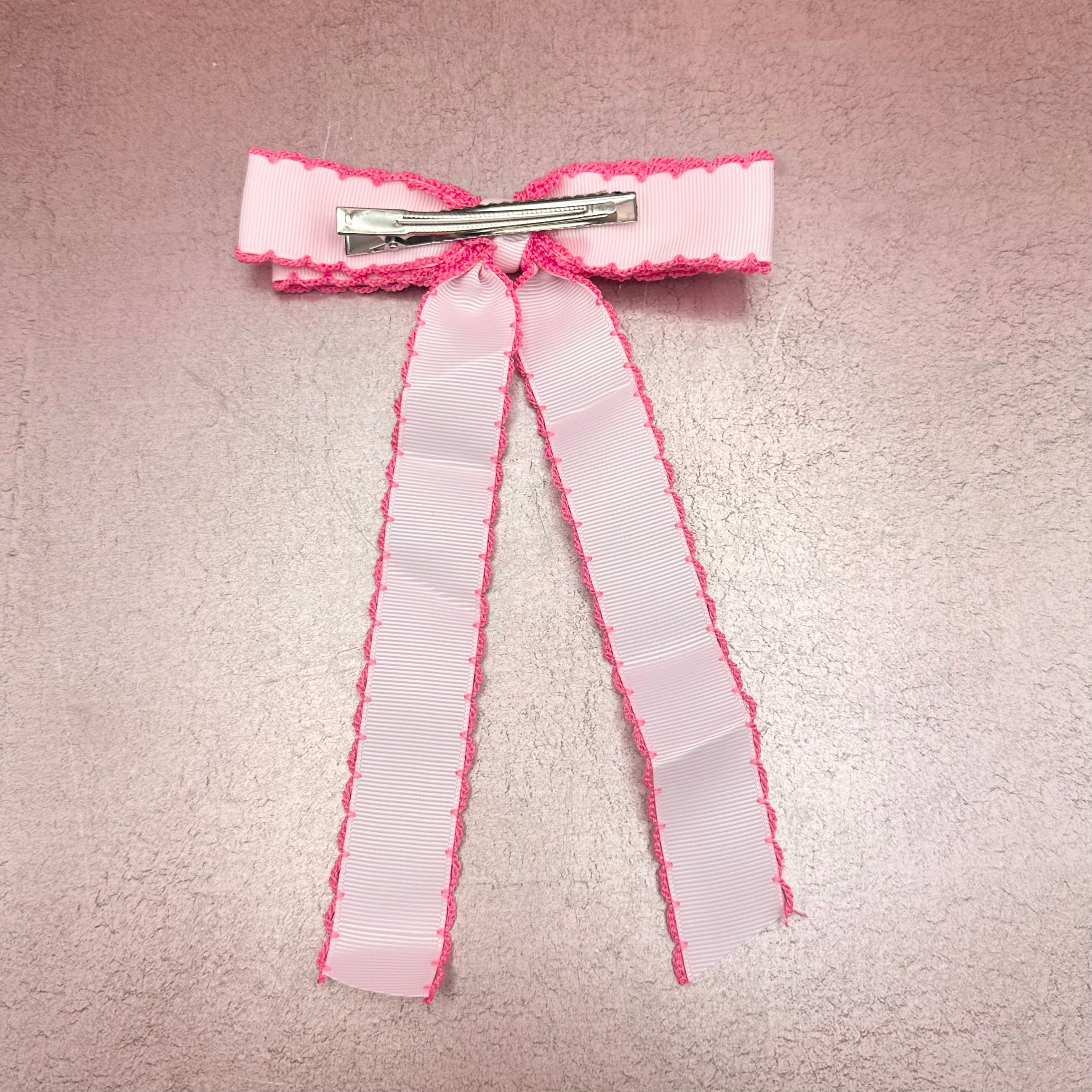 Pink Scalloped Slim Hair Bow