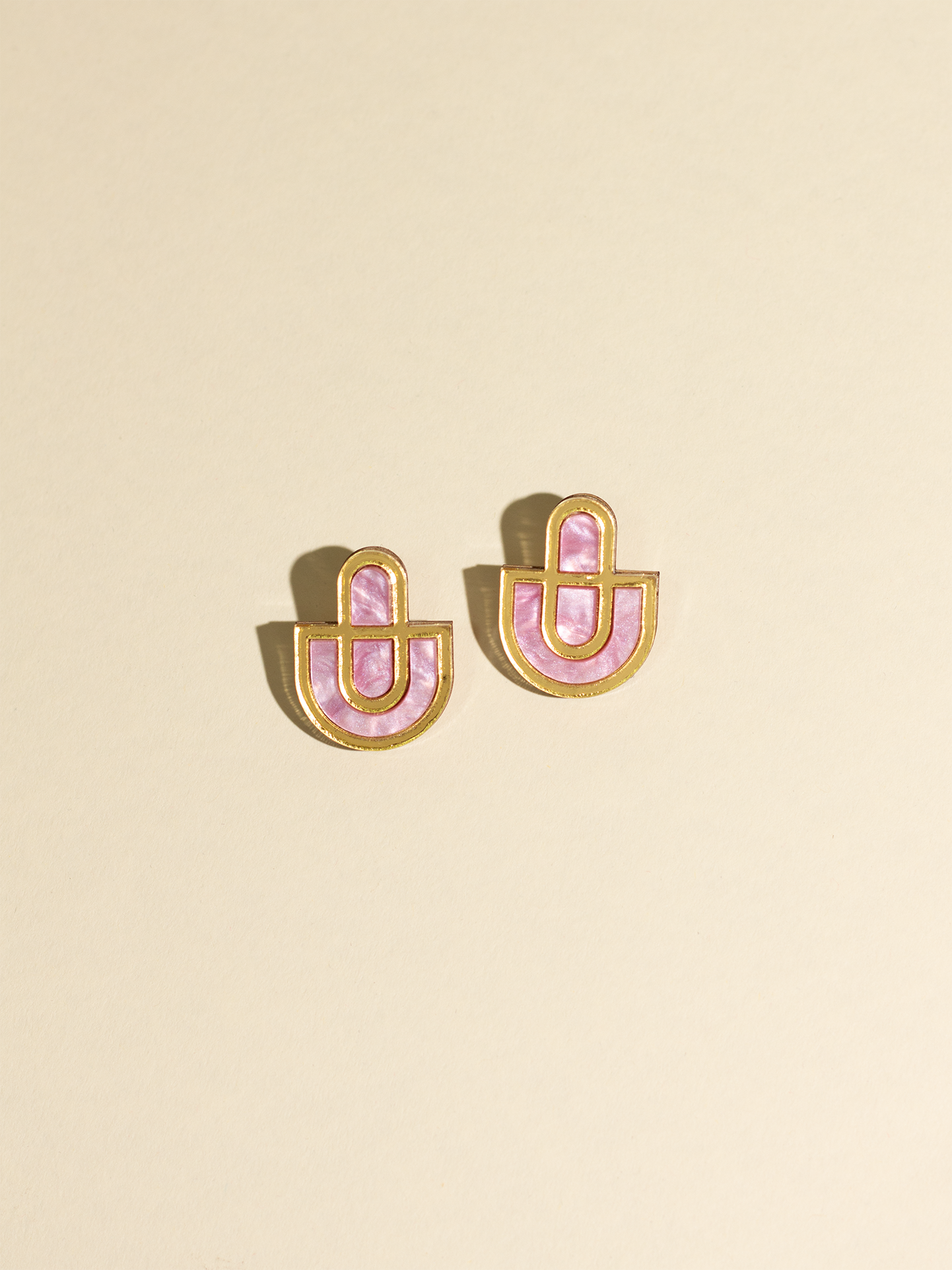 Devin 2 Pink Gold Acrylic Stud Earrings