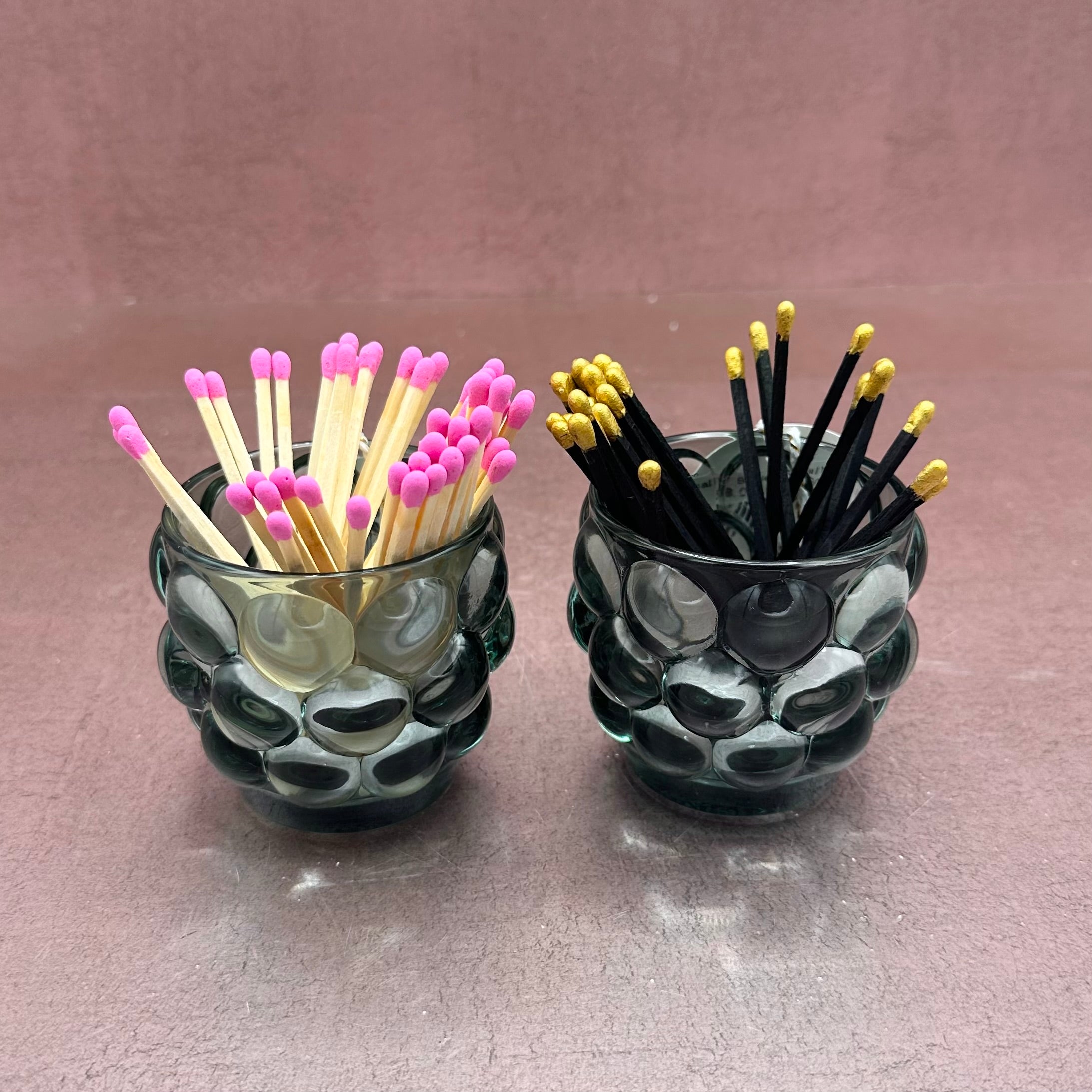 Small Teal Bubble Votive w/ Matches