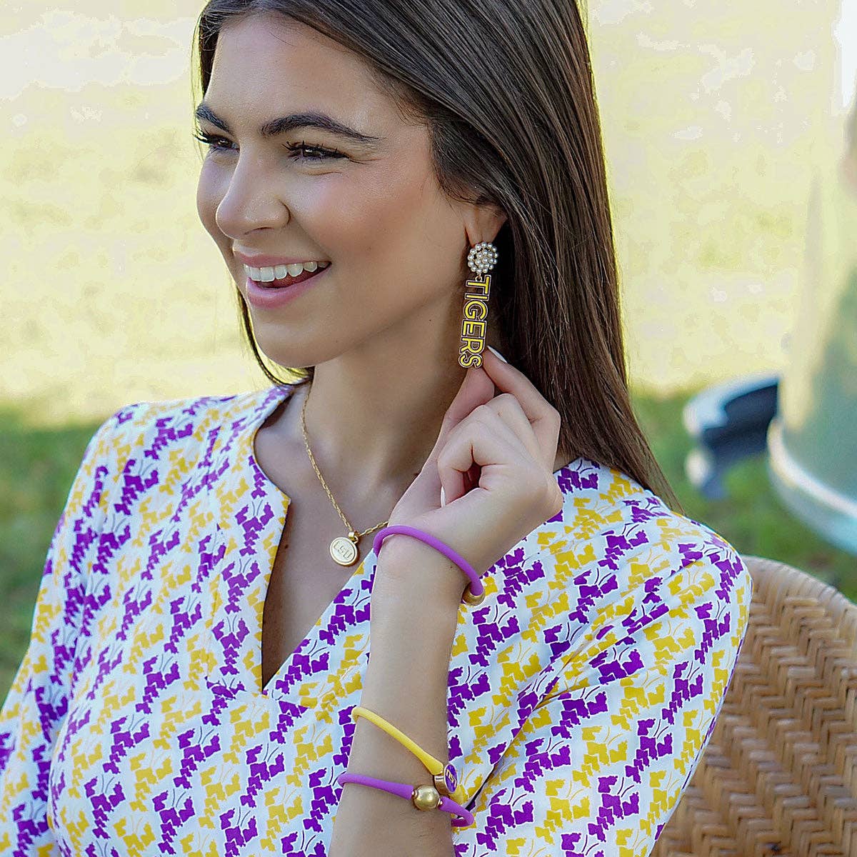 LSU Geaux Tigers Pearl Cluster Earrings