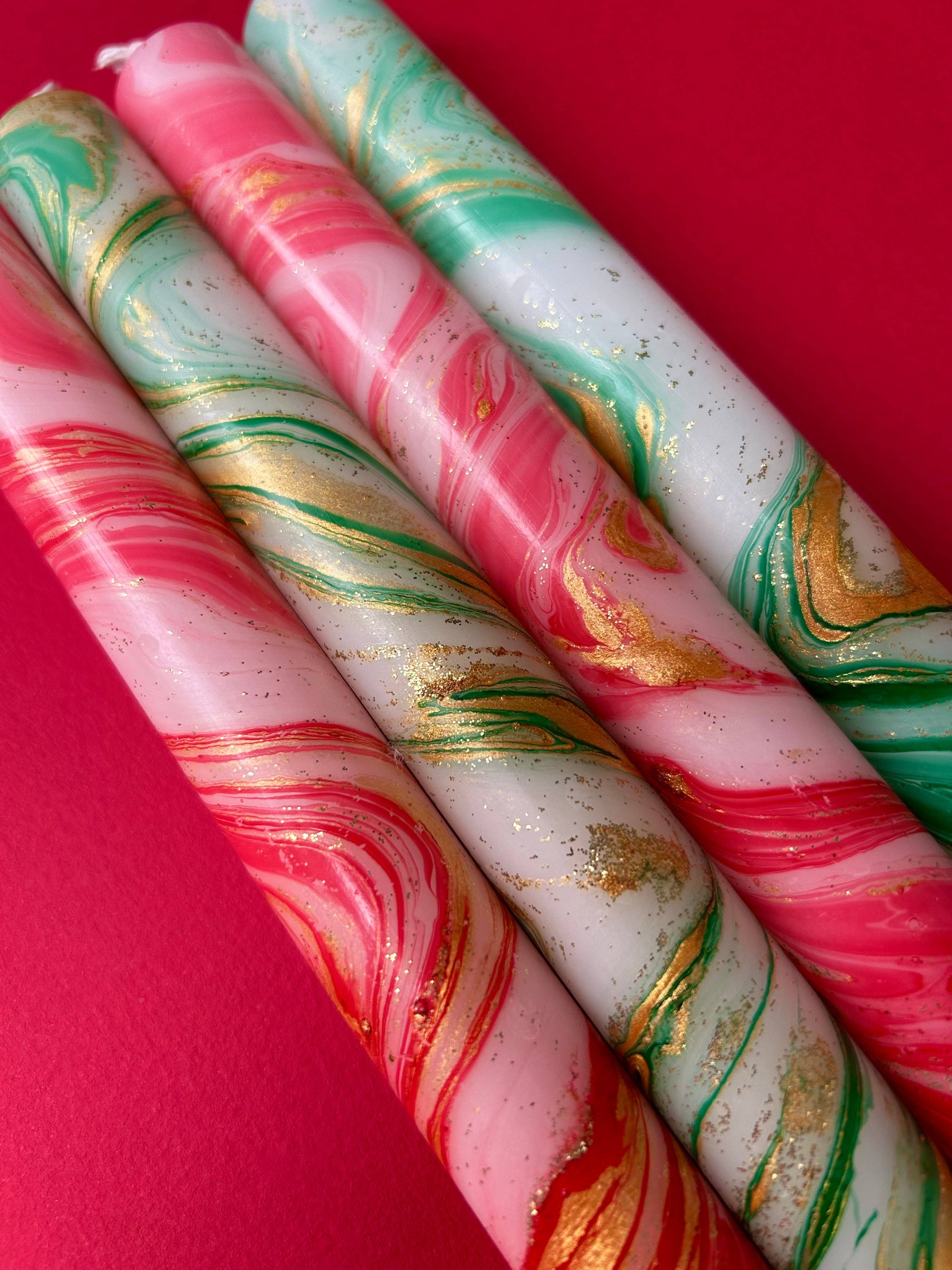 Poinsettia Marble Candles