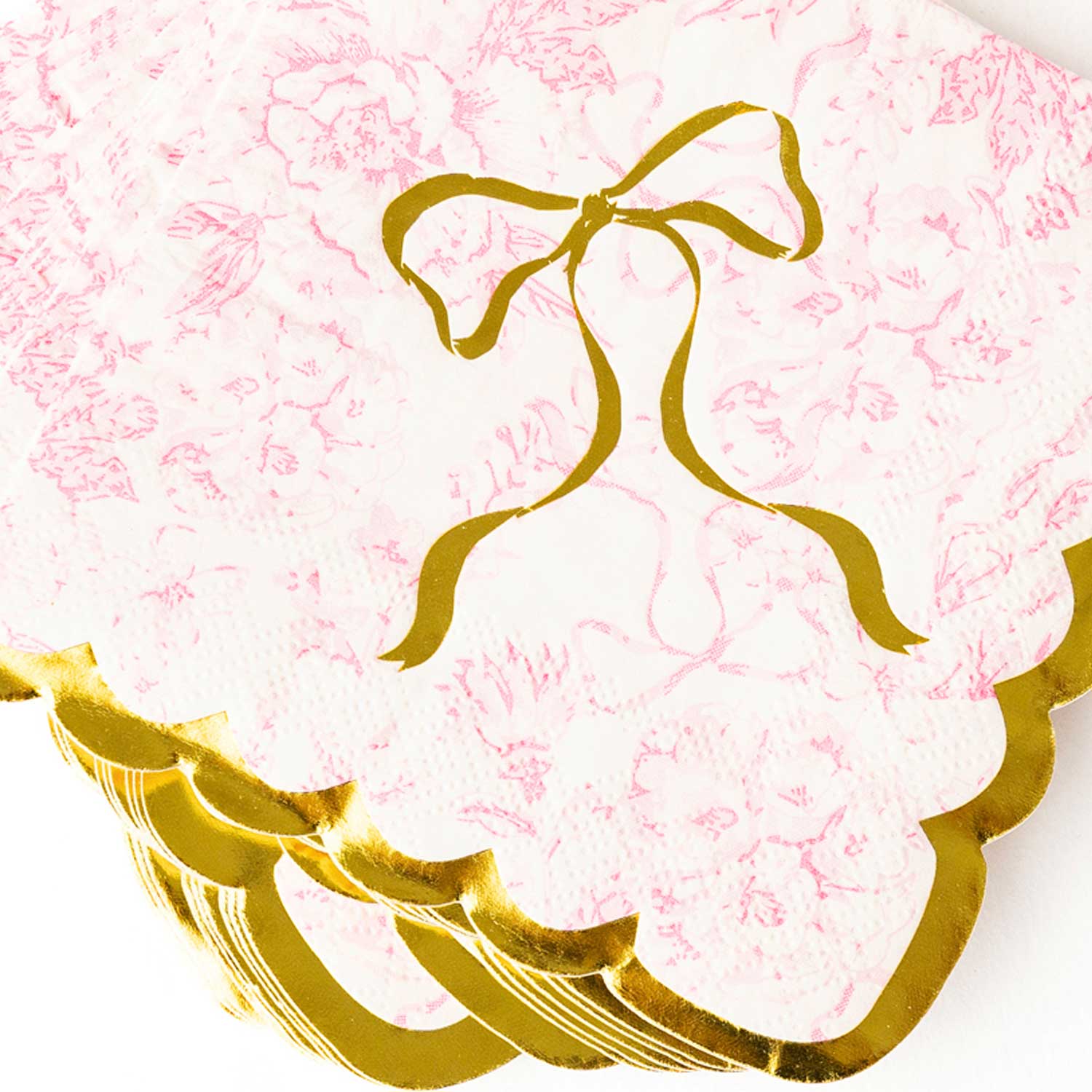 Pink Bow Toile Paper Beverage Napkins