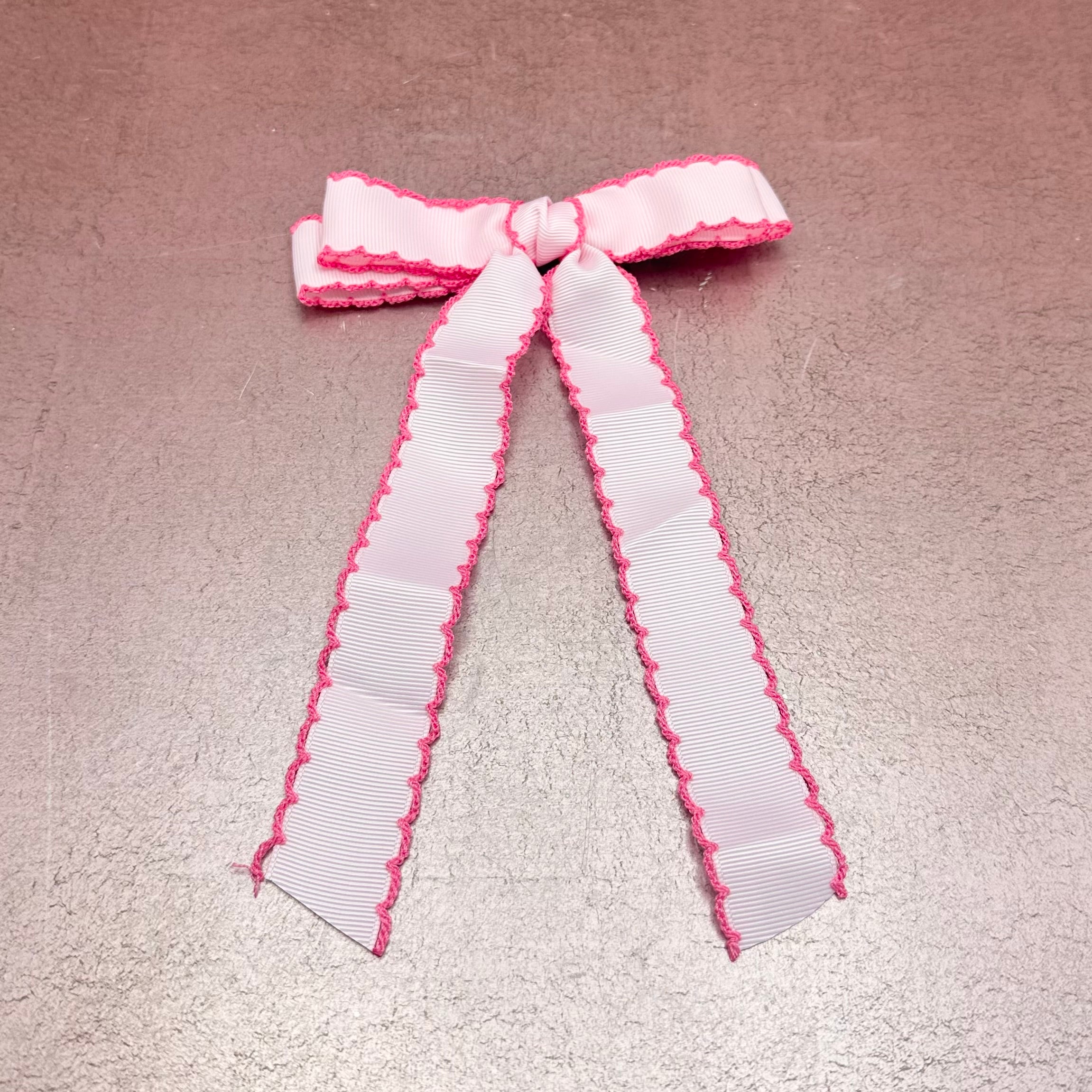 Pink Scalloped Slim Hair Bow