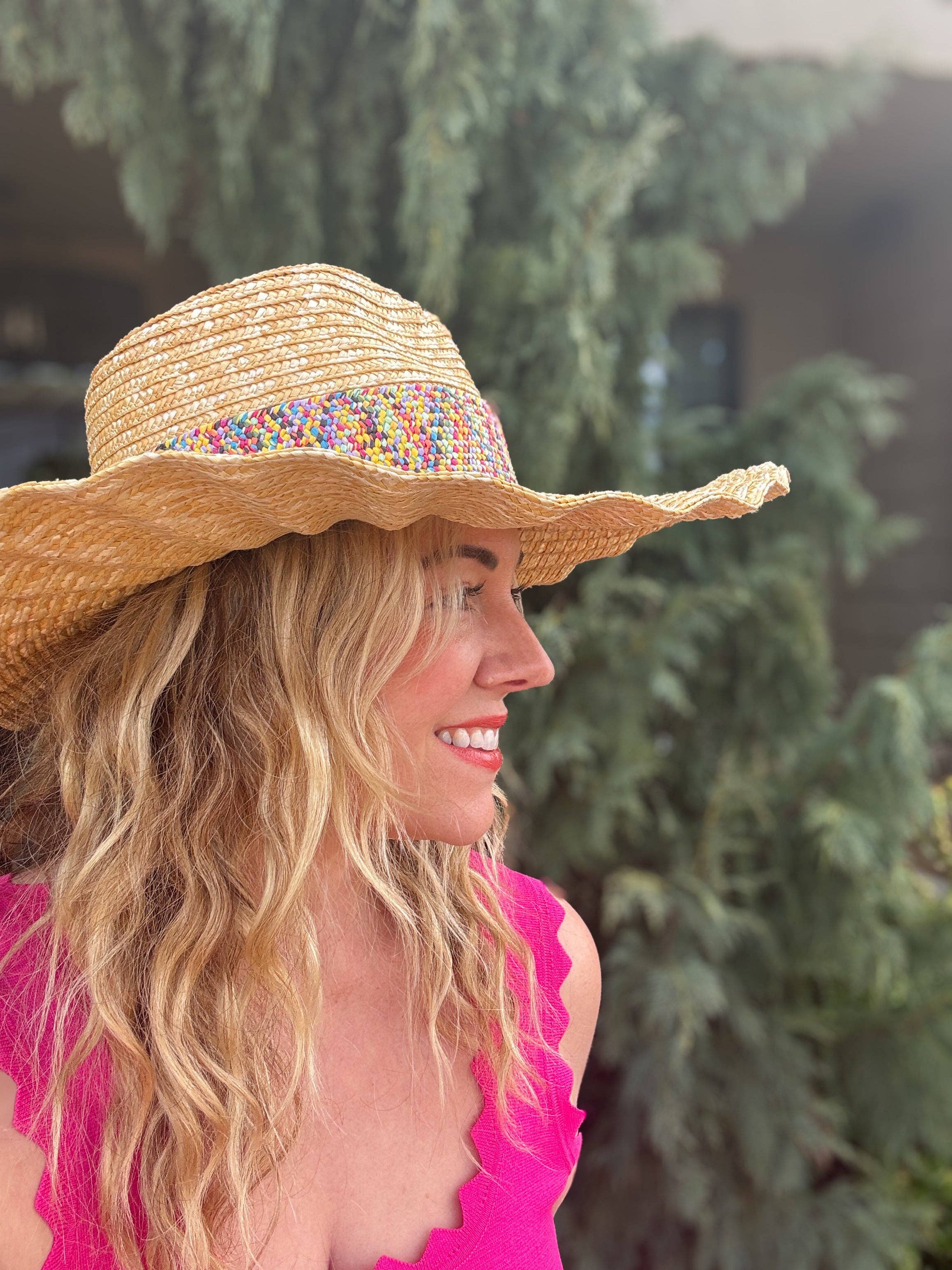 Bekah Wavey Brimmed Raffia Hat