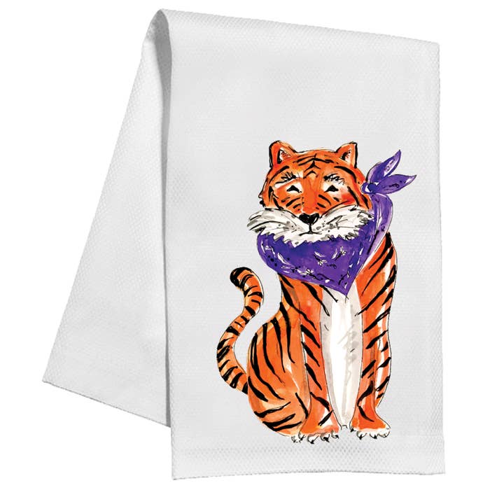 Tiger w/ Purple Bandana Kitchen Towel