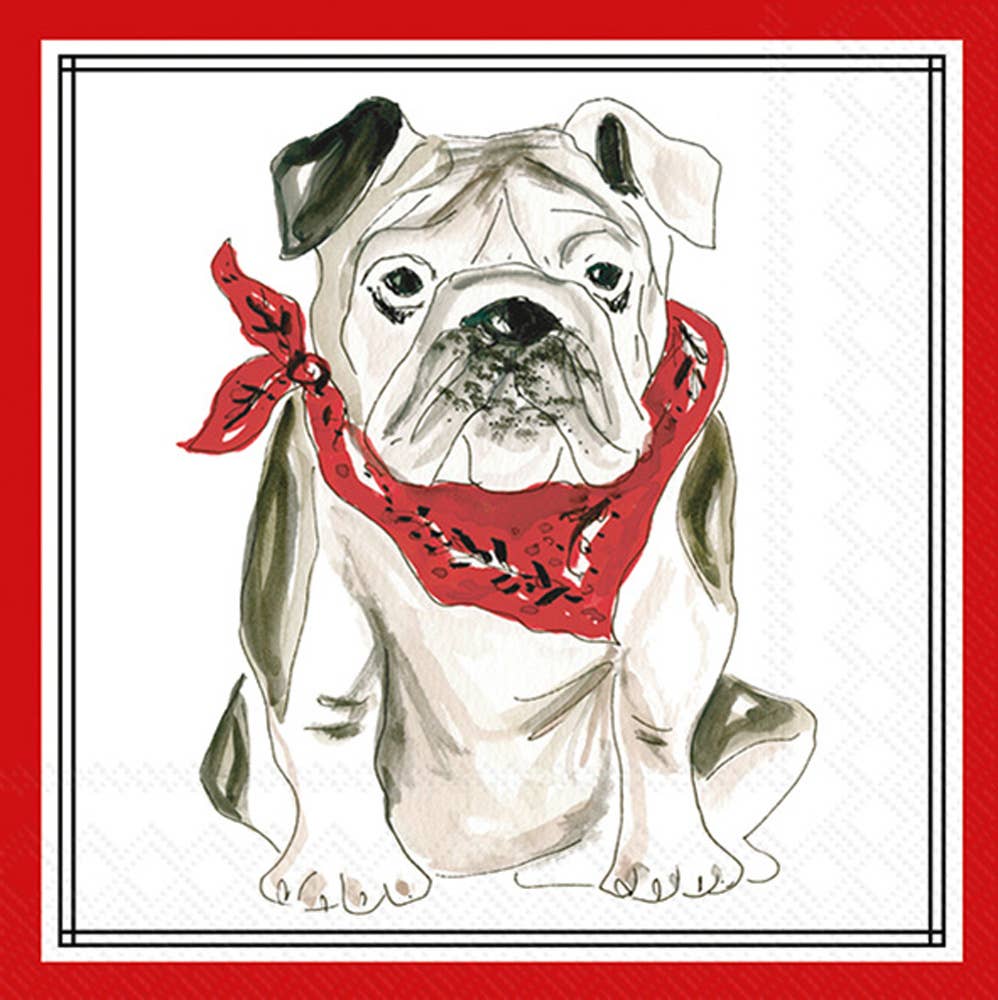 Bulldog Red Paper Cocktail Napkins