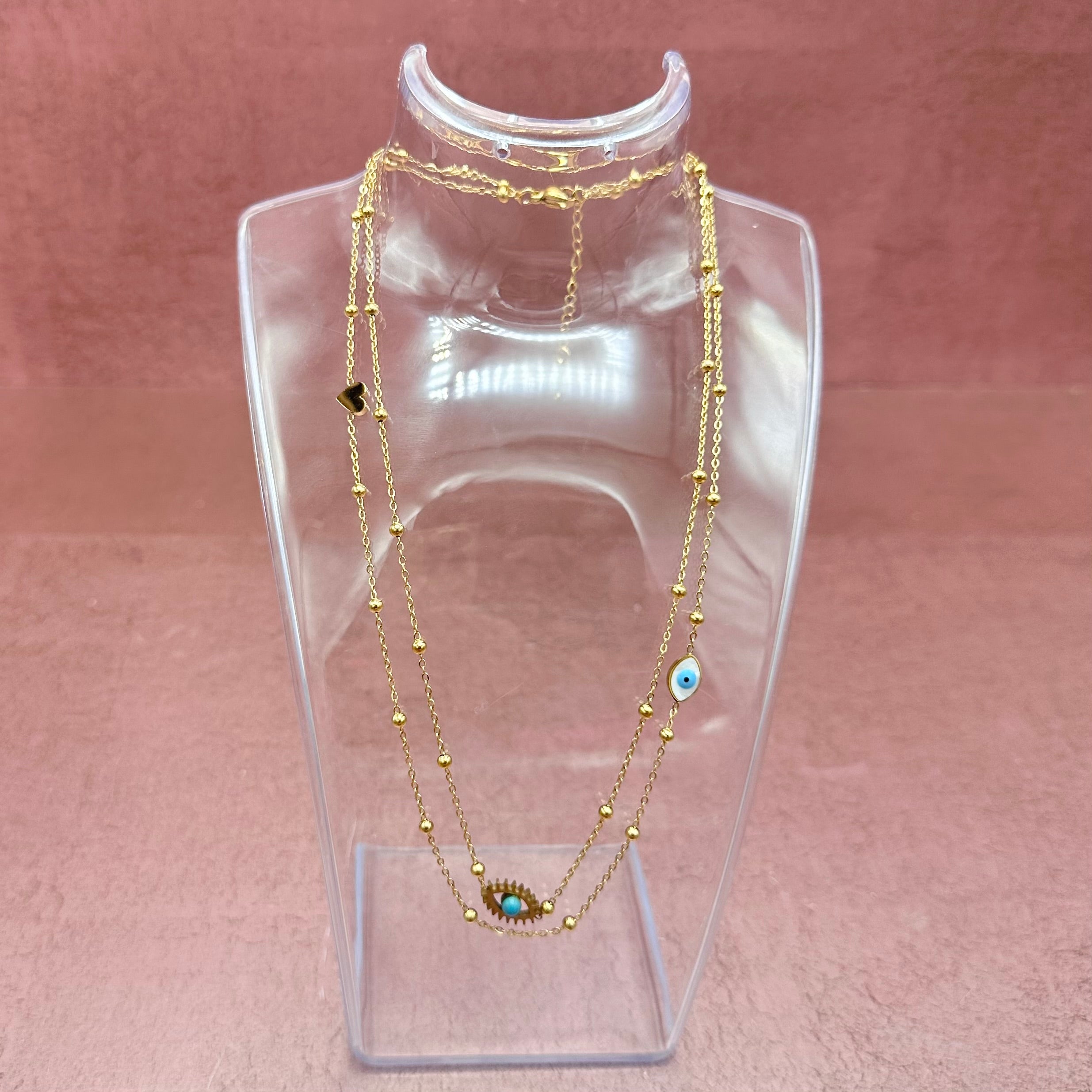 Evil Eye Double Chain Necklace