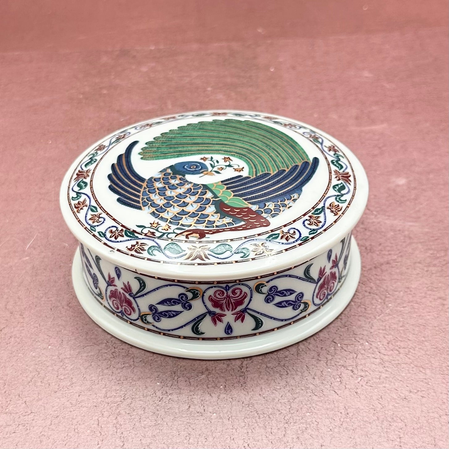Round Lidded MCM Peacock Dish