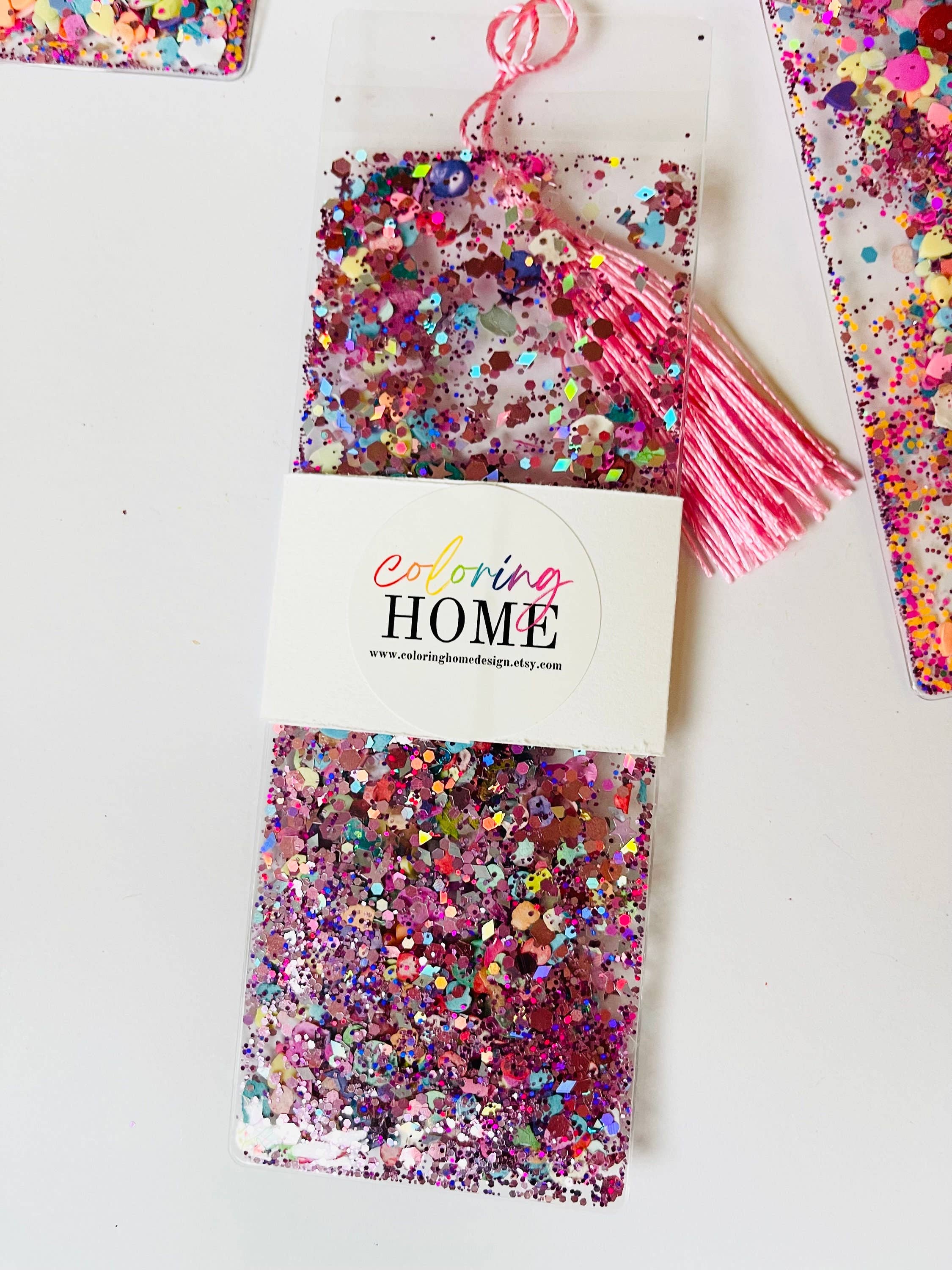 Valentine’s Day Heart Glitter Shaker Bookmark