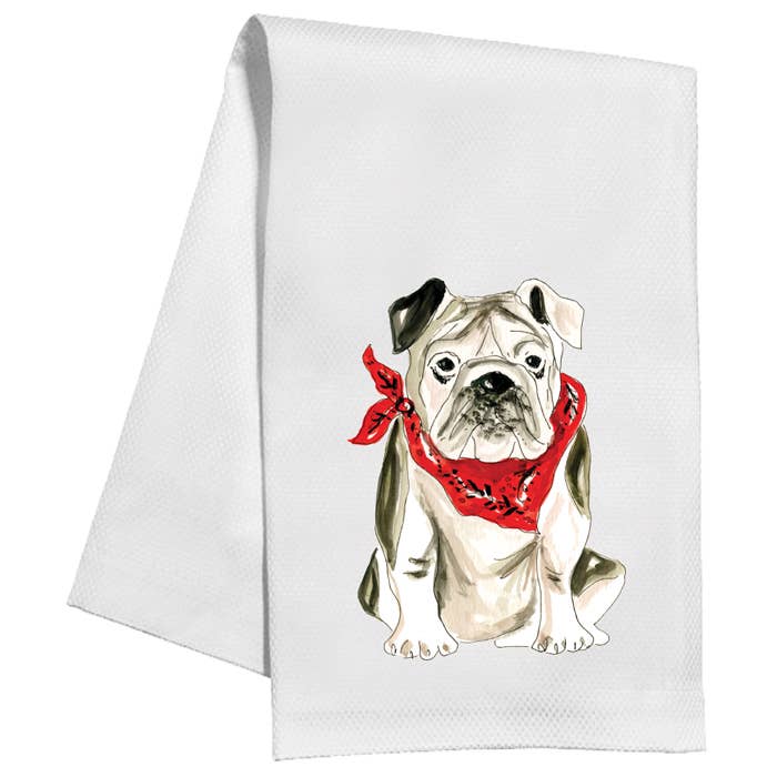 Bulldog w/ Red Bandana Kitchen Towel