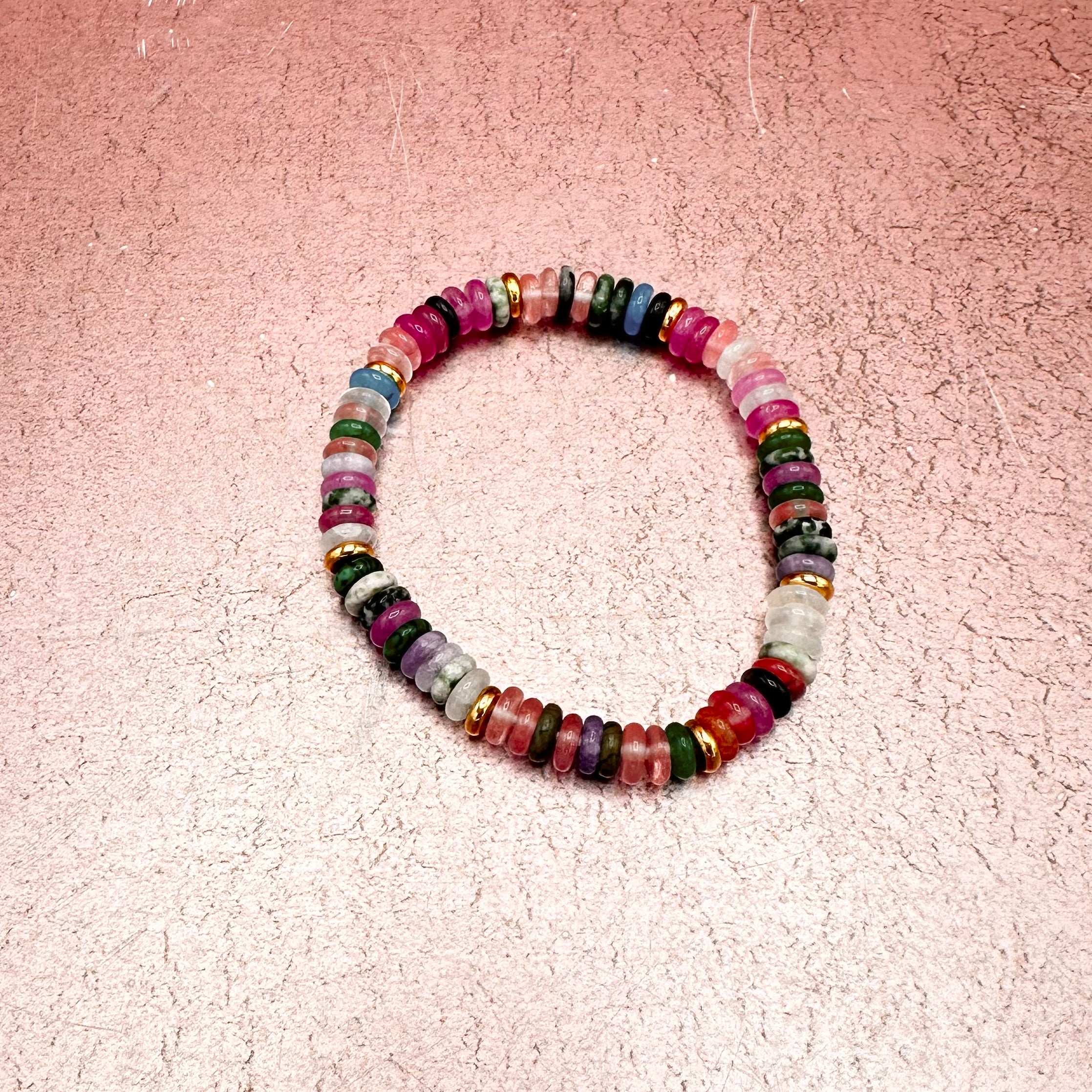 Stone Multicolored Beaded Stretch Bracelet