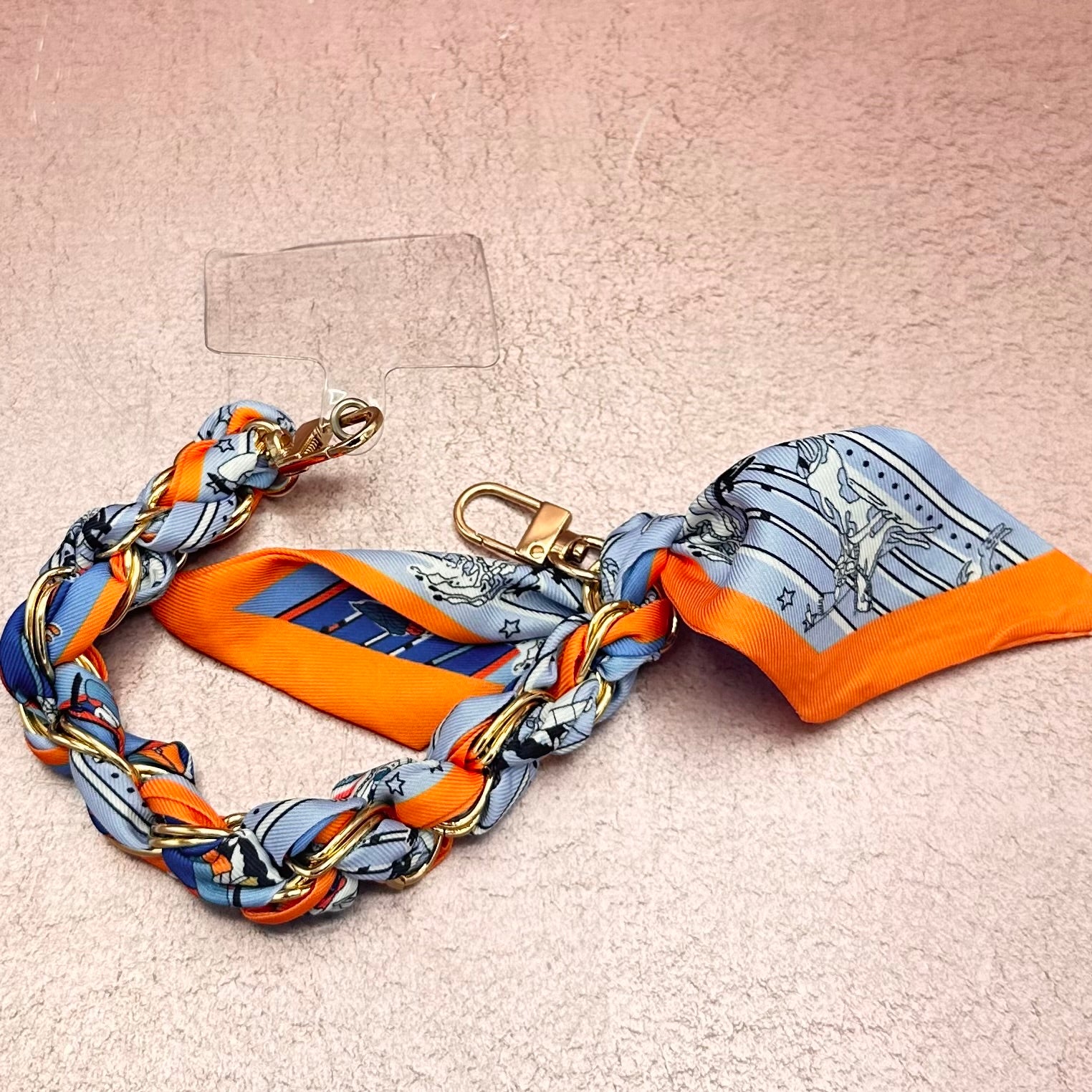 Blue & Orange Scarf Chain Phone Purse Chain