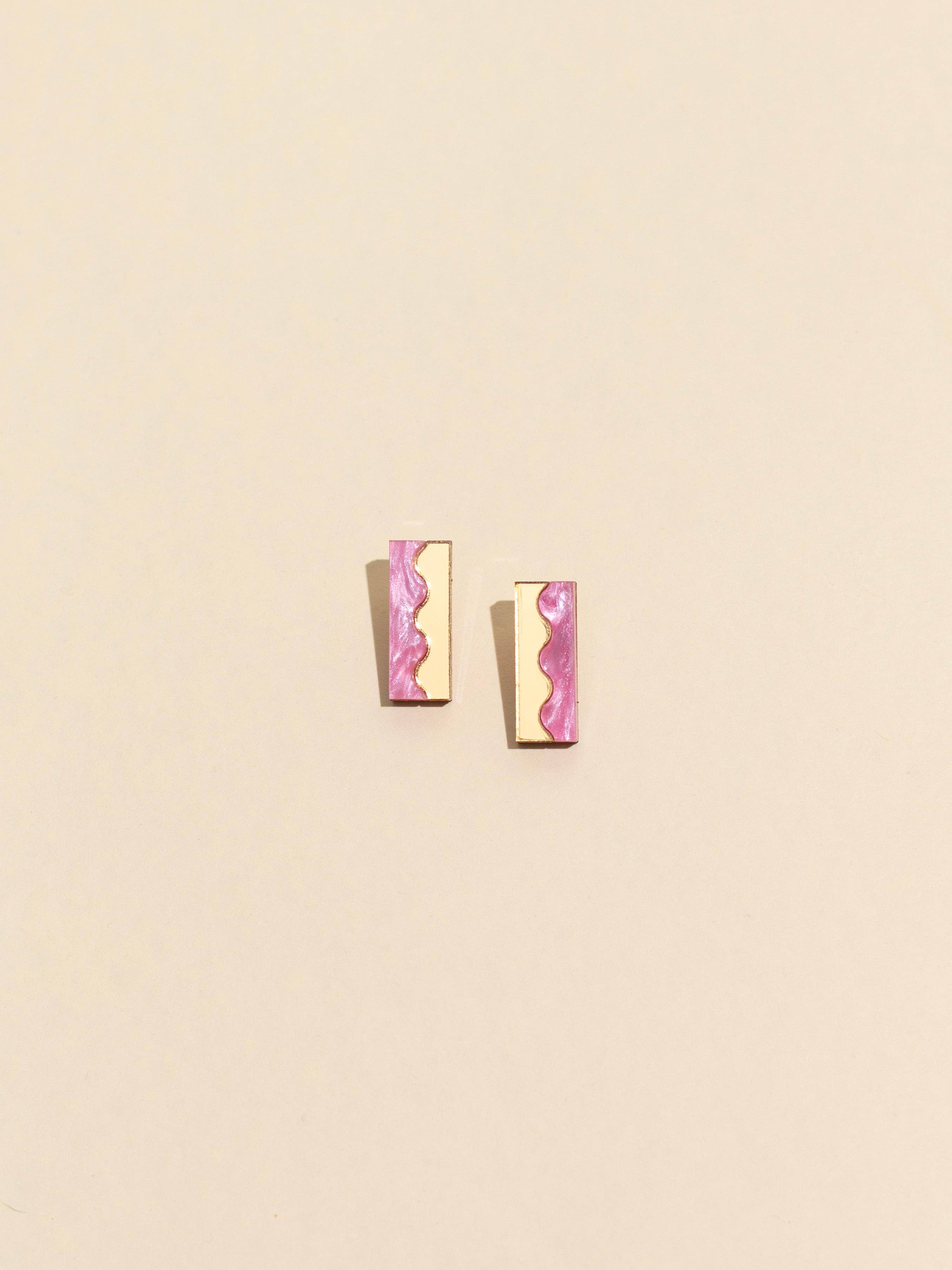 Suni Stud Pink Gold Earrings