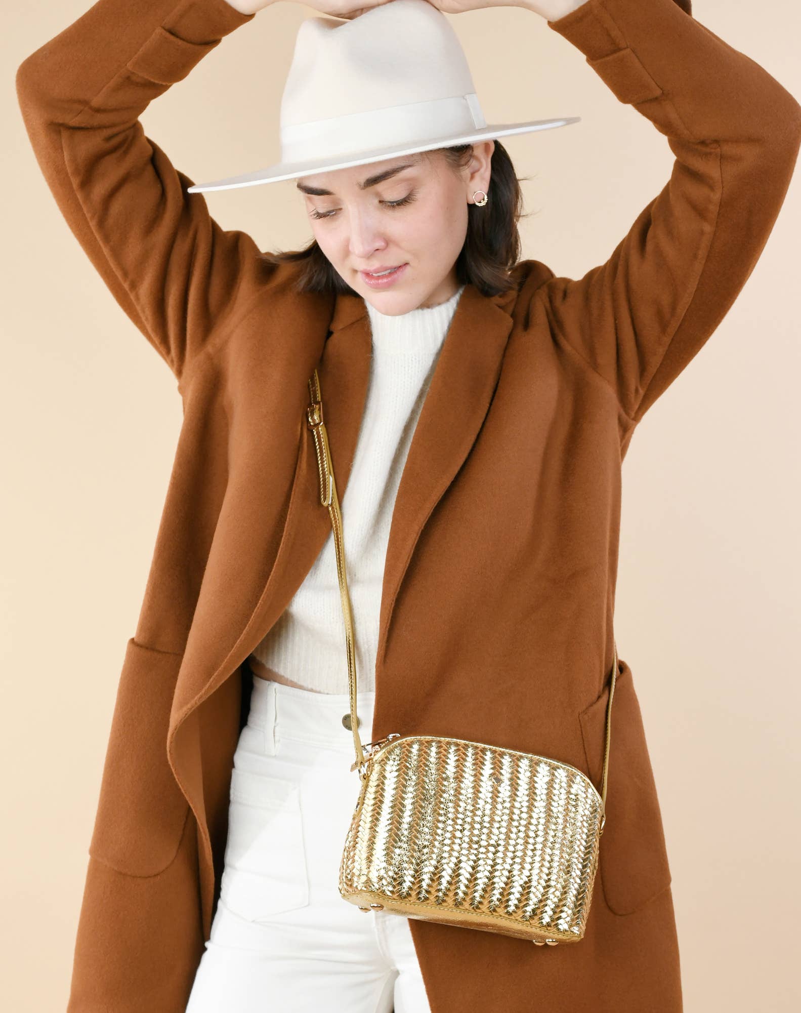 Mia Gold Leather Handbag