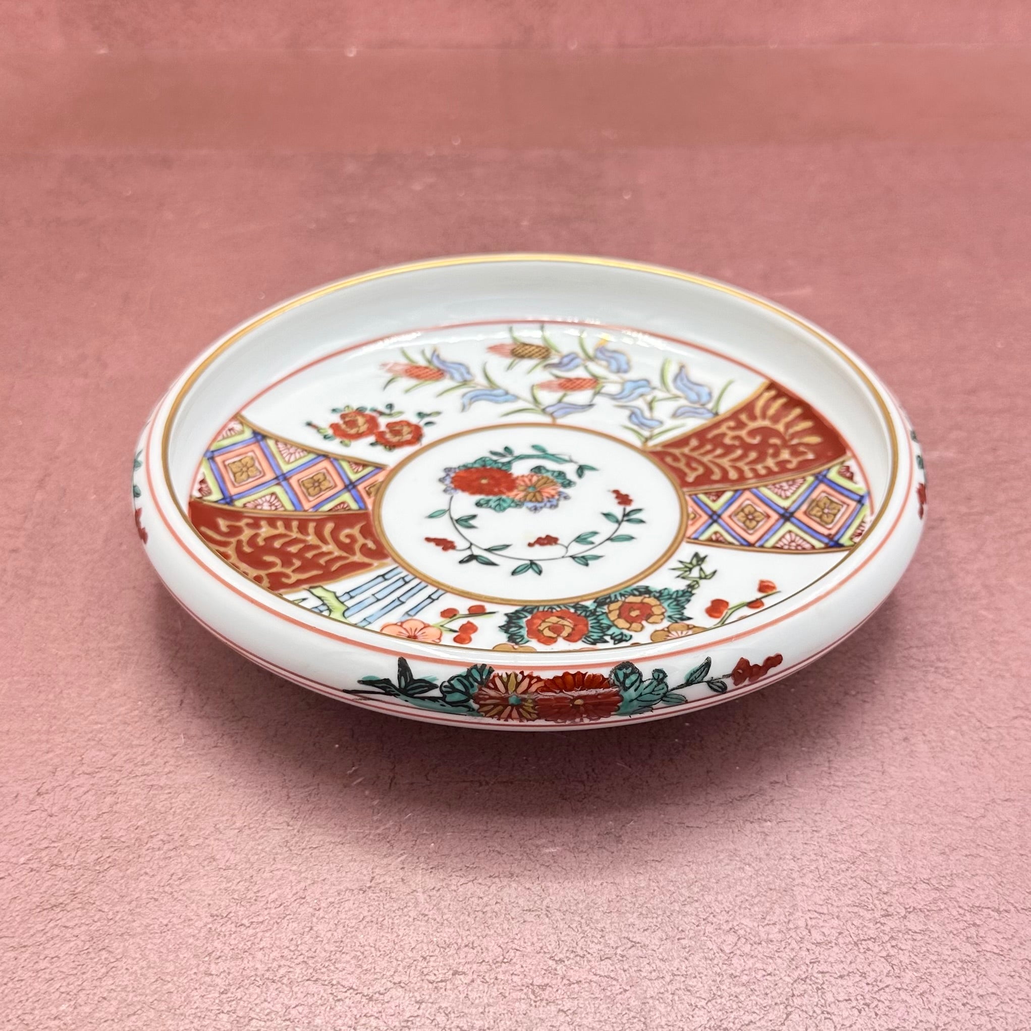 Gold Imari Hand Painted Shallow Bowl