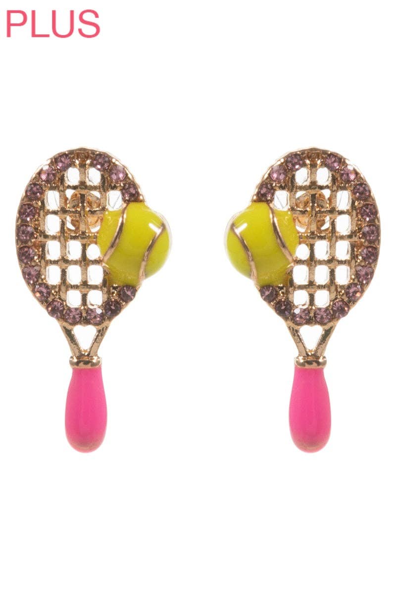 Tennis Enamel Rhinestone Earrings