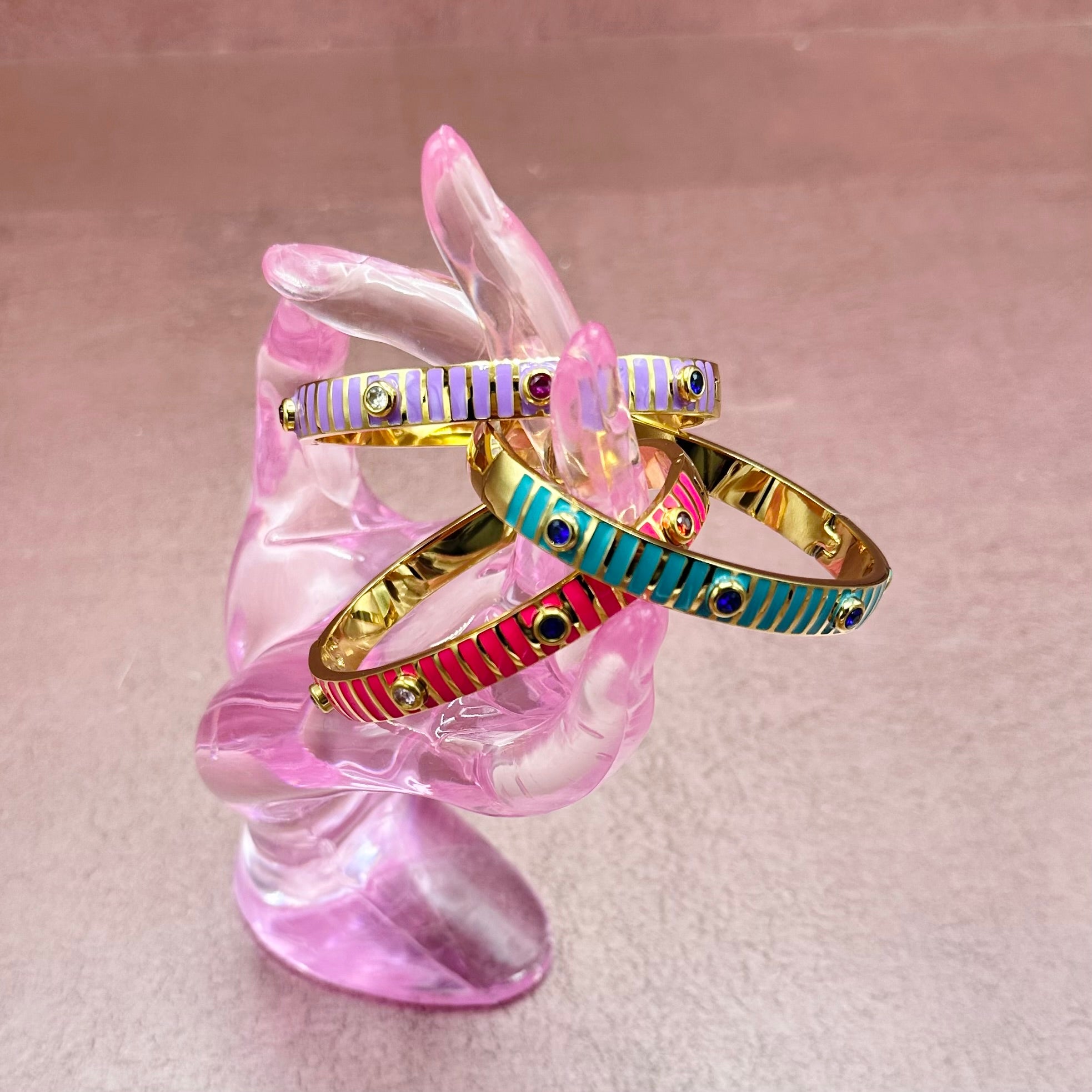 Enamel Stripe Metal Hinge Bracelet