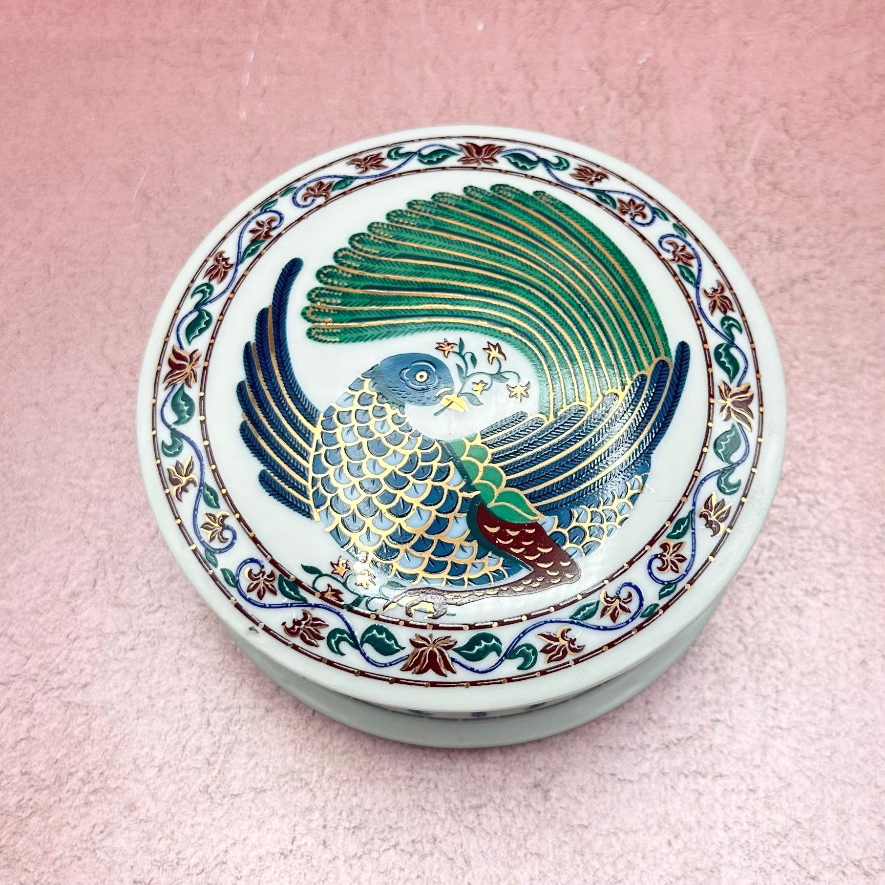 Round Lidded MCM Peacock Dish