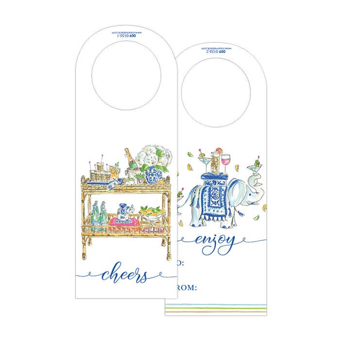Blue Bar Cart/ Elephant Wine Tags
