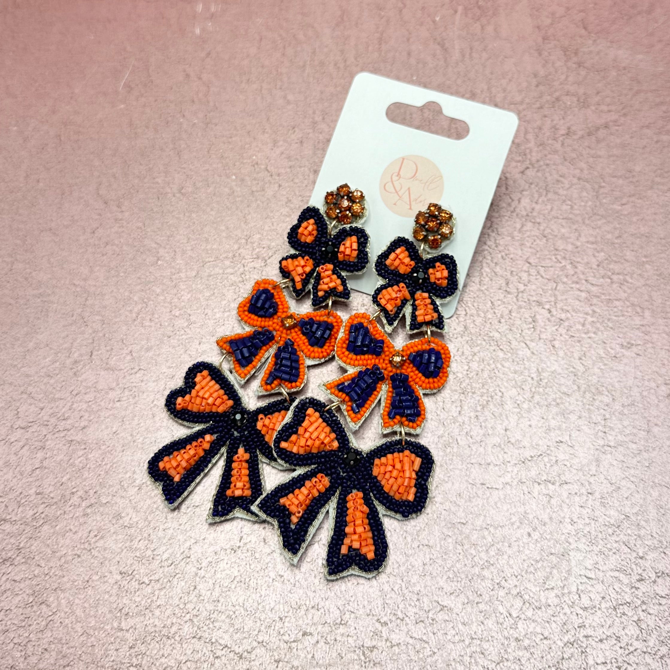 Game Day Bow Beaded Earrings