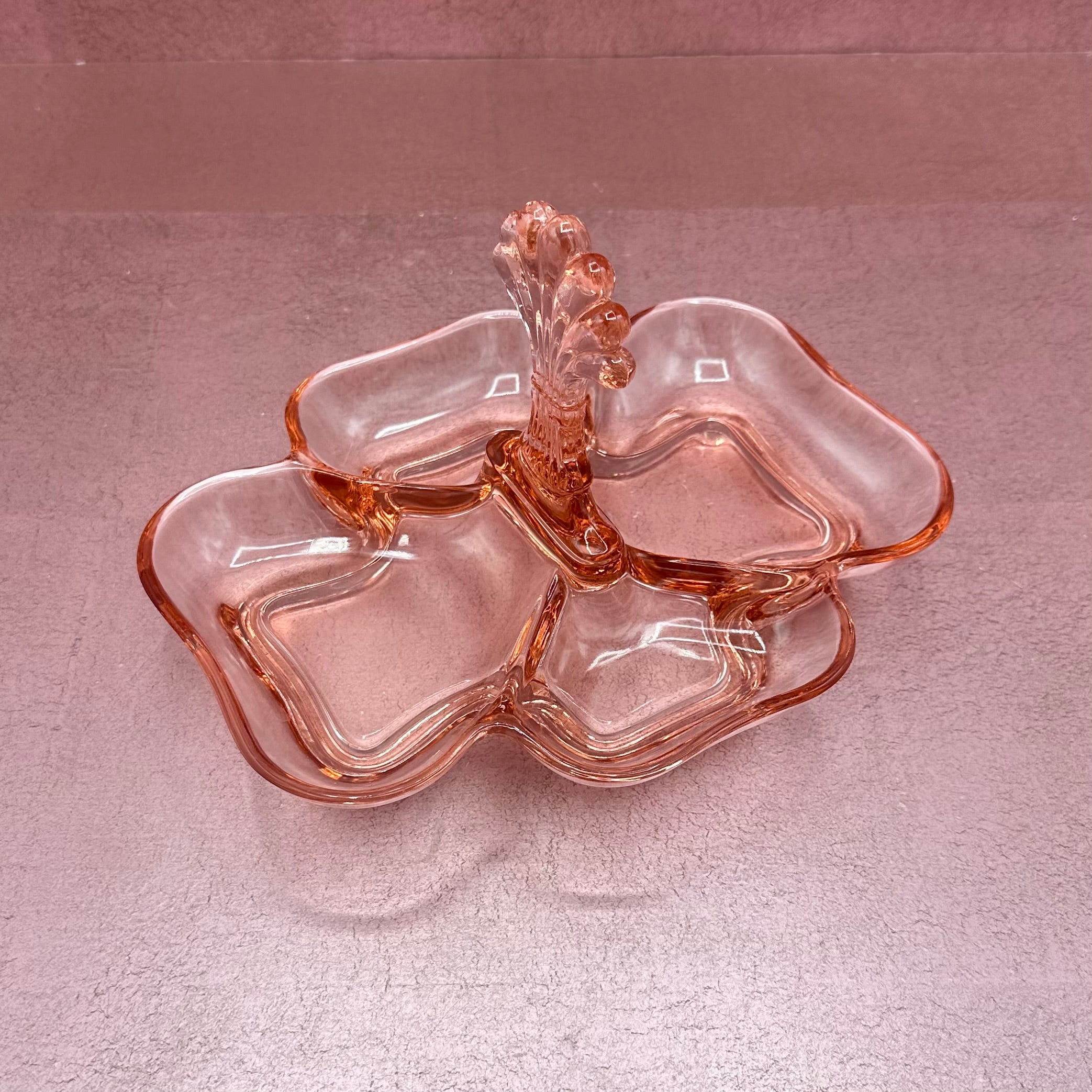 Pink Glass Divided Serving Dish